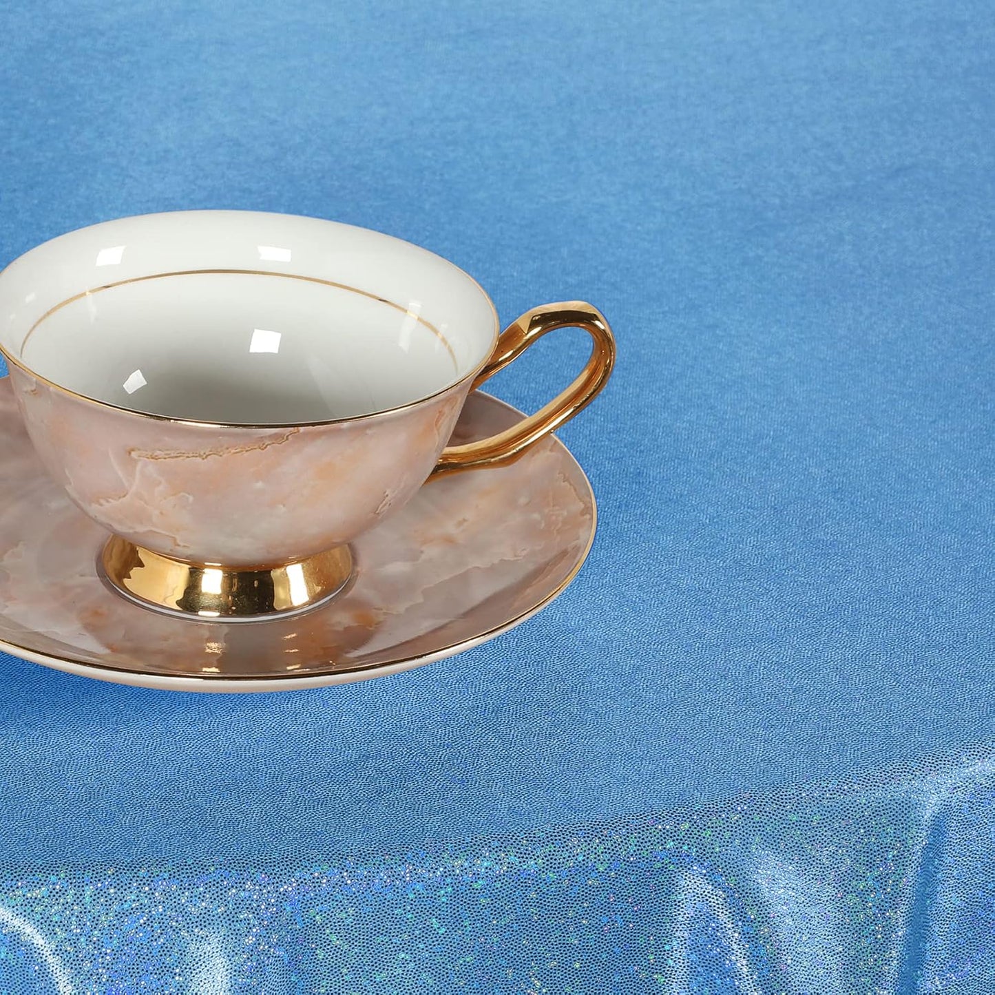 Fitable Blue Sequin Tablecloth for Parties 60 Inch Round - Sparkle Glitter Laser Round Overlay for Wedding Baby Shower Holiday Banquet, Best for 24-48inch Diameter Round Table