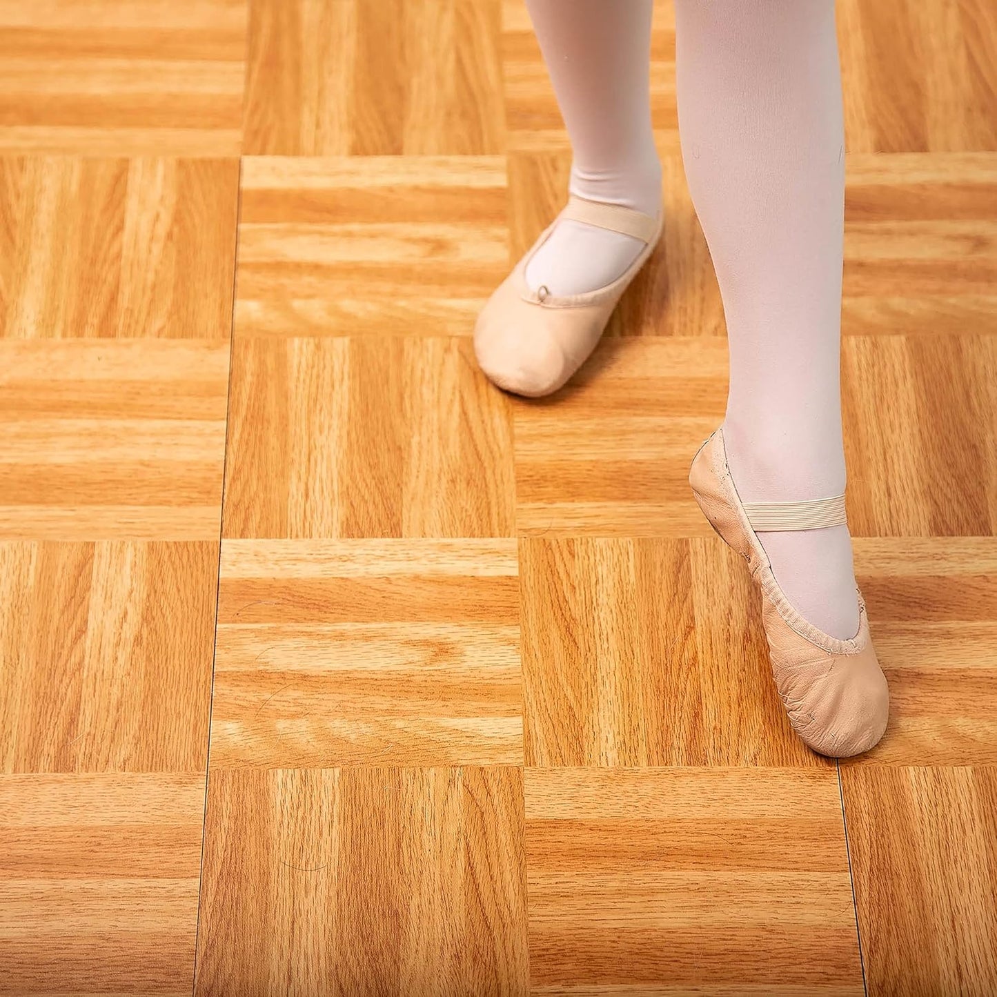 IncStores 3/8 Inch Thick Practice Dance Floor Tiles | Printed Plastic Dance Flooring for Practice and Performance of Countless Dance Styles (Oak, 28-12" x 12" Tiles)