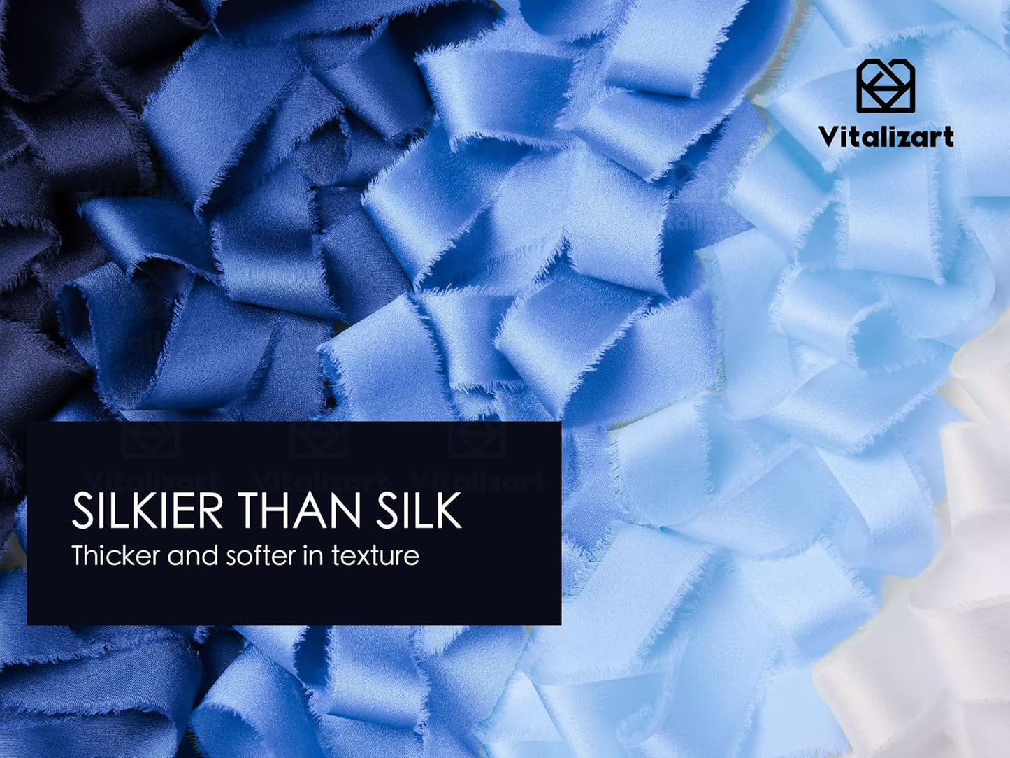 Vitalizart Silk Like Satin Ribbon 1 inch x 25 Yard Blue & White Handmade Frayed Ribbons for Gift Wrapping Baby Shower Wedding Bridal Bouquets Holiday Decor