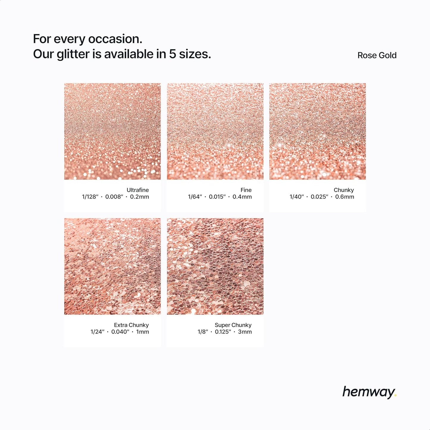 Hemway Eco Friendly Biodegradable Glitter 100g / 3.5oz Bio Cosmetic Safe Sparkle Vegan for Face, Eyeshadow, Body, Hair, Nail and Festival Makeup, Craft - 1/64" 0.015" 0.4mm - Rose Gold