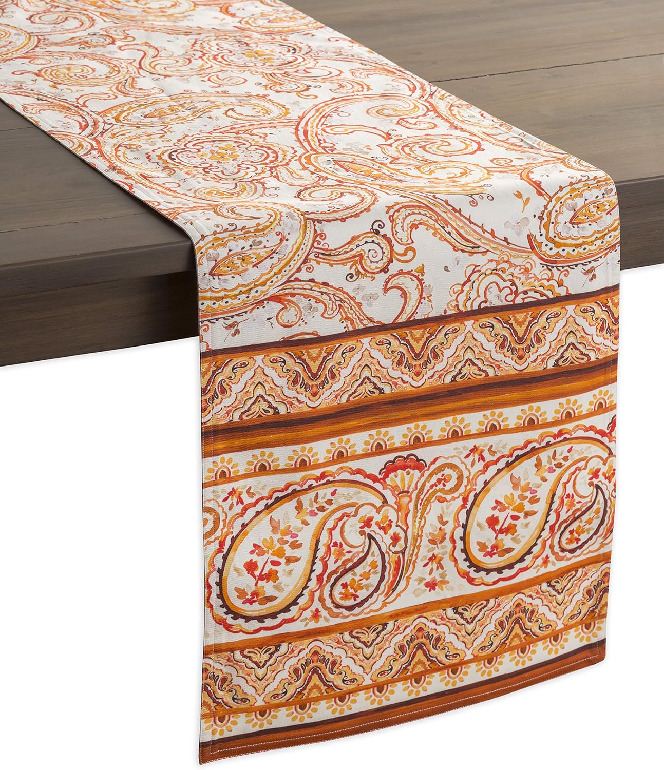 Maison d' Hermine Table Runner 100% Cotton Single Layer Table Runners 48 inches Long Decorative for Home Kitchen Dining Party Baby Shower Wedding Bridal Shower (Palatial Paisley, 14.50" x 48")