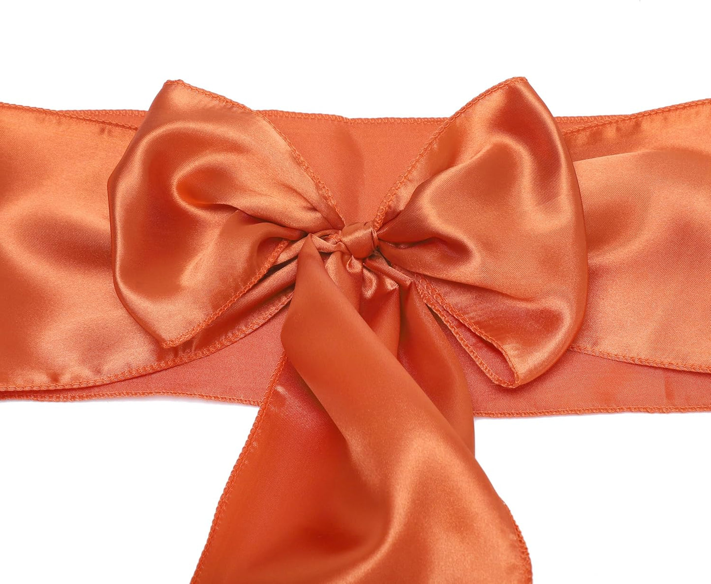 MDS Pack of 200 PCS Satin Chair Sashes Charmeuse Sateen Dining Chair Bows Ribbon Ties Back Sash for Wedding Party Birthday Home Hotel Restaurant Banquet Decoration (7 x 108 Inch, Brunt Orange)