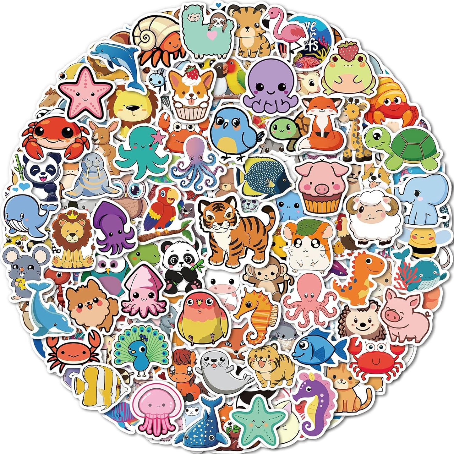 300 Pcs Animal Stickers for Kids, Cute Water Bottle Stickers for Kids Waterproof, Vinyl Laptop Kid Sticker Pack, Kid Classroom Prizes for Elementary Students
