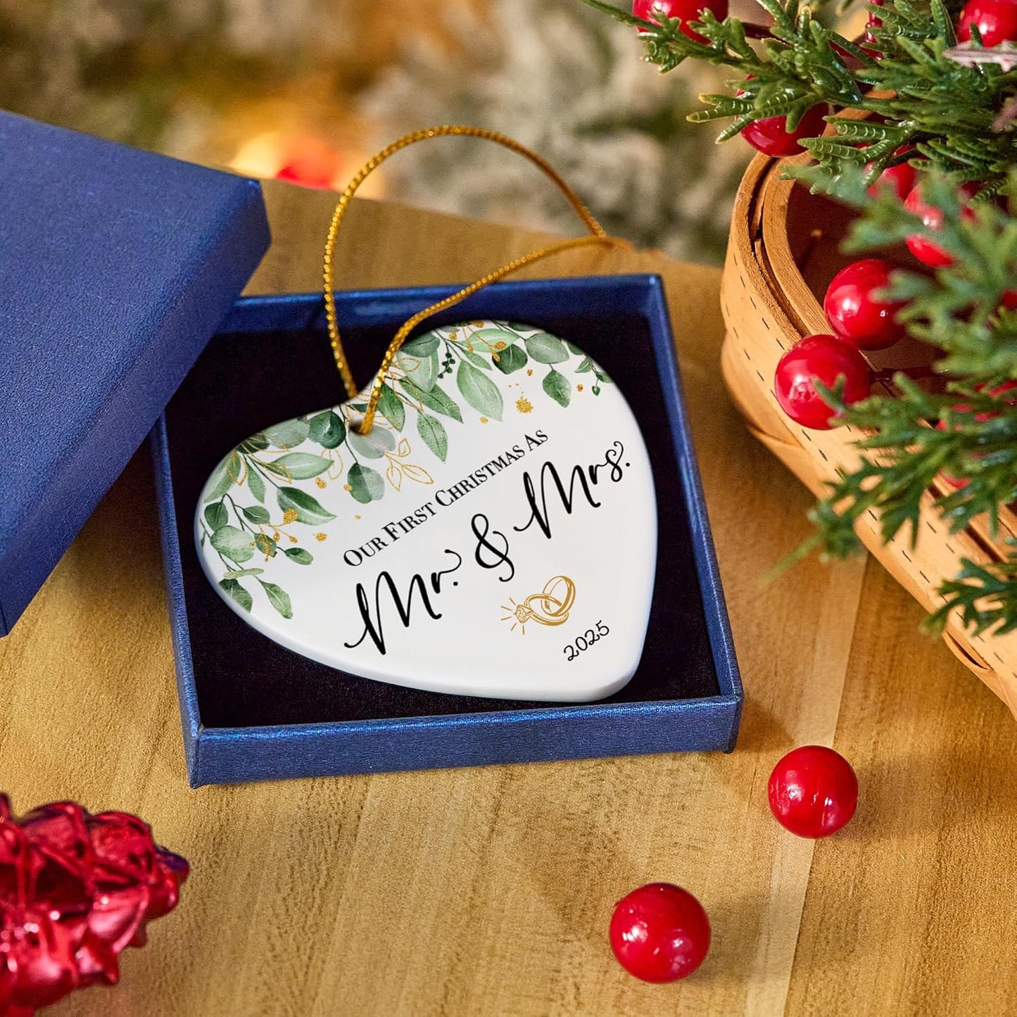 Wedding Gifts for Couples 2025,First Christmas Married Ornament 2025 Mr and Mrs Gifts,Bridal Shower Gift,Just Married Gift for Newlywed Couple Bride
