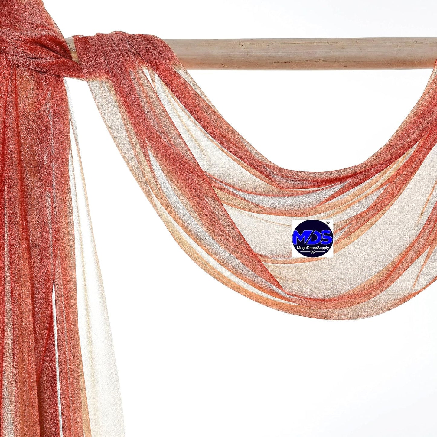 MDS Halloween Chiffon Draping Fabric - 2 Panel, 30" Wide x 20ft Long - Sheer Spooky Arbor & Canopy Drapery for Haunted House Backdrops, Party Ceilings, DIY Costumes & Themed Events - Terracotta