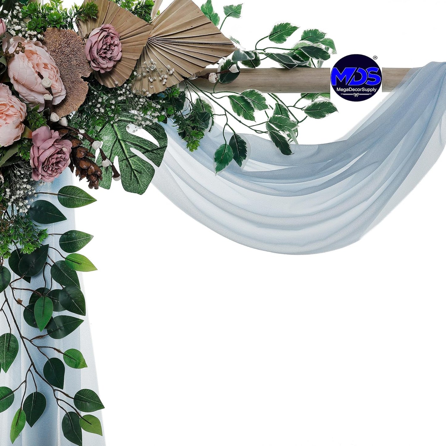 MDS Halloween Chiffon Draping Fabric - 2 Panel, 30" Wide x 40ft Long - Sheer Spooky Arbor & Canopy Drapery for Haunted House Backdrops, Party Ceilings, DIY Costumes & Themed Events - Baby Blue