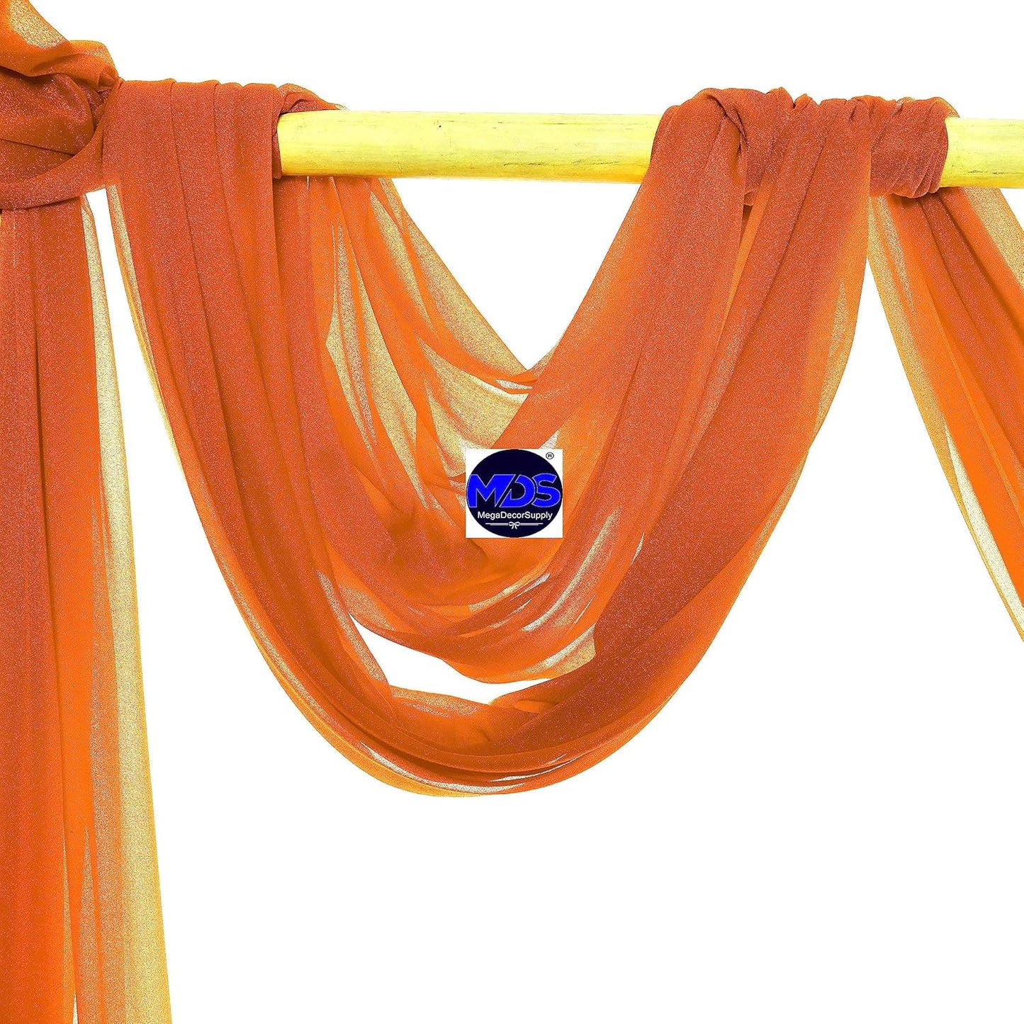 MDS Halloween Chiffon Draping Fabric - 1 Panel, 30" Wide x 75ft Long - Sheer Spooky Arbor & Canopy Drapery for Haunted House Backdrops, Party Ceilings, DIY Costumes & Themed Events - Orange