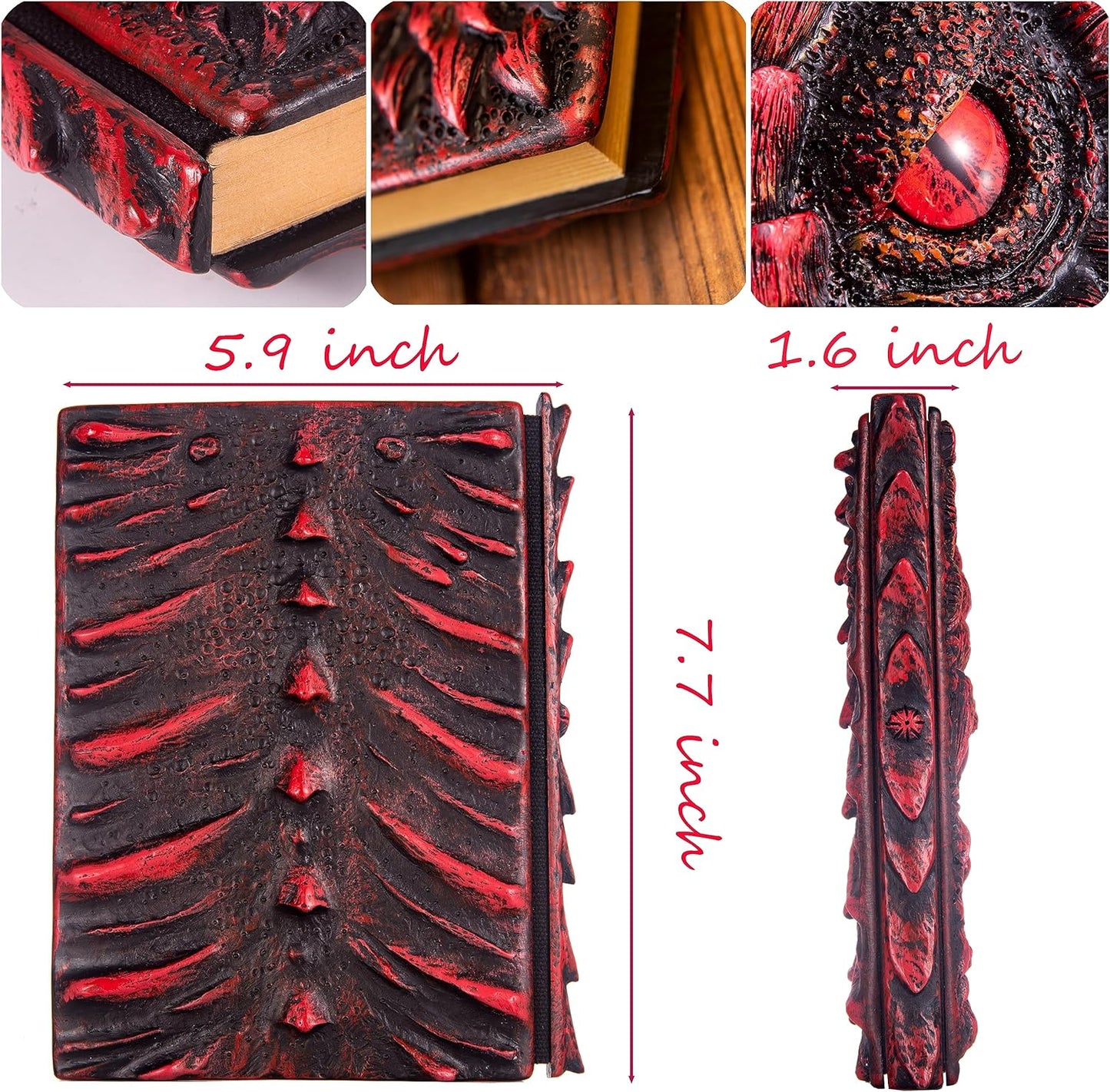 3D Dragon Eye Embossed Journal,Resin Engraving Notebook,Dnd notebook for Dragon Lovers ，Blank Paper,Hardcover Travel Notepad for Writing,Sketchbook,Collection,Gift,Decoration A4 and A5 Size (A5-Red