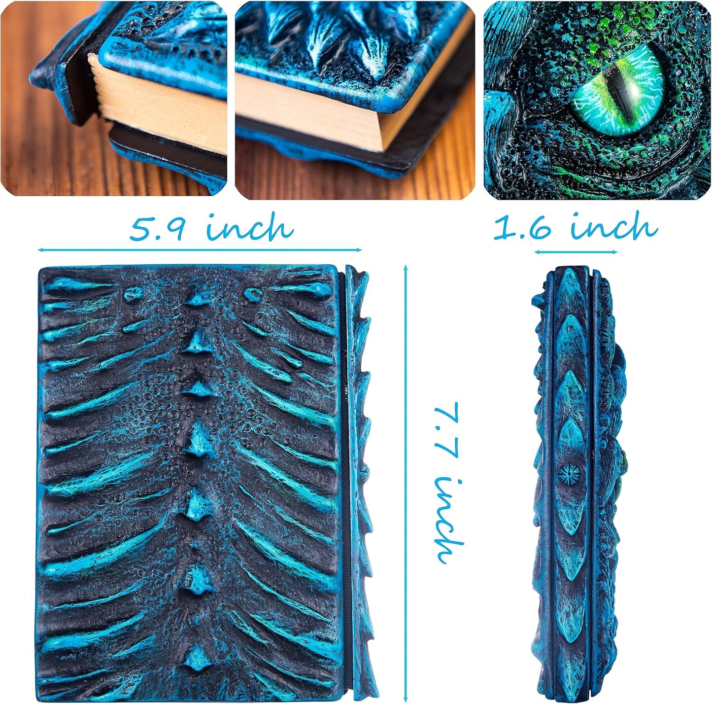3D Dragon Eye Embossed Journal,Resin Engraving Notebook,Dnd notebook for Dragon Lovers ，Blank Paper,Hardcover Travel Notepad for Writing,Sketchbook,Collection,Gift,Decoration A4 and A5 Size (A5-Blue