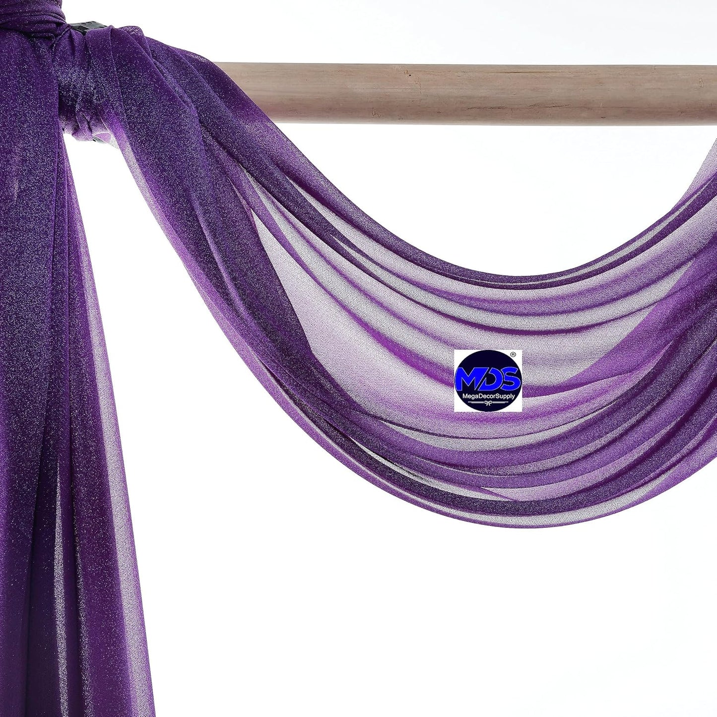 MDS Halloween Chiffon Draping Fabric - 2 Panel, 30" Wide x 75ft Long - Sheer Spooky Arbor & Canopy Drapery for Haunted House Backdrops, Party Ceilings, DIY Costumes & Themed Events - Cadbury Purple