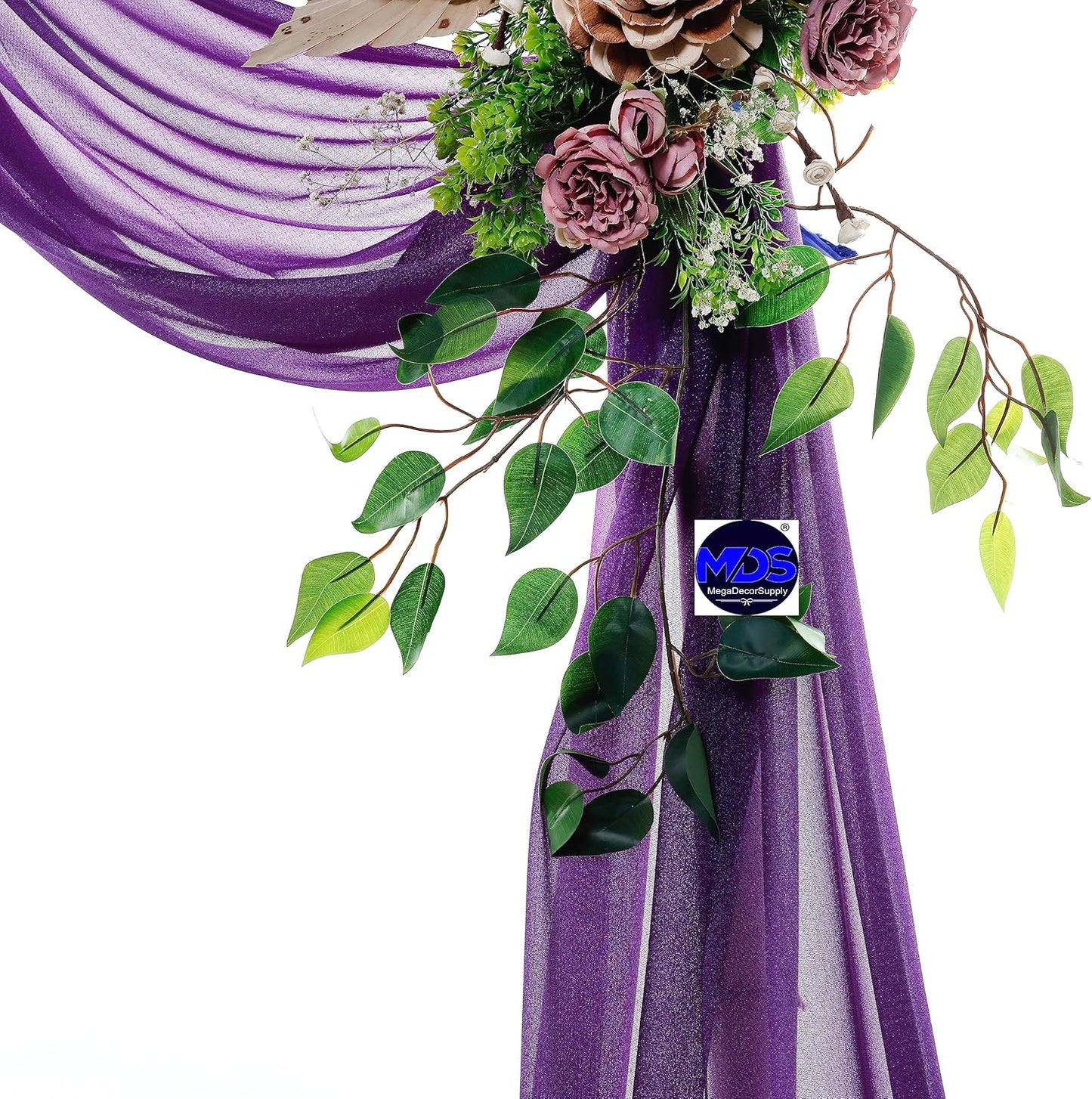 MDS Halloween Chiffon Draping Fabric - 1 Panel, 30" Wide x 20ft Long - Sheer Spooky Arbor & Canopy Drapery for Haunted House Backdrops, Party Ceilings, DIY Costumes & Themed Events - Cadbury Purple