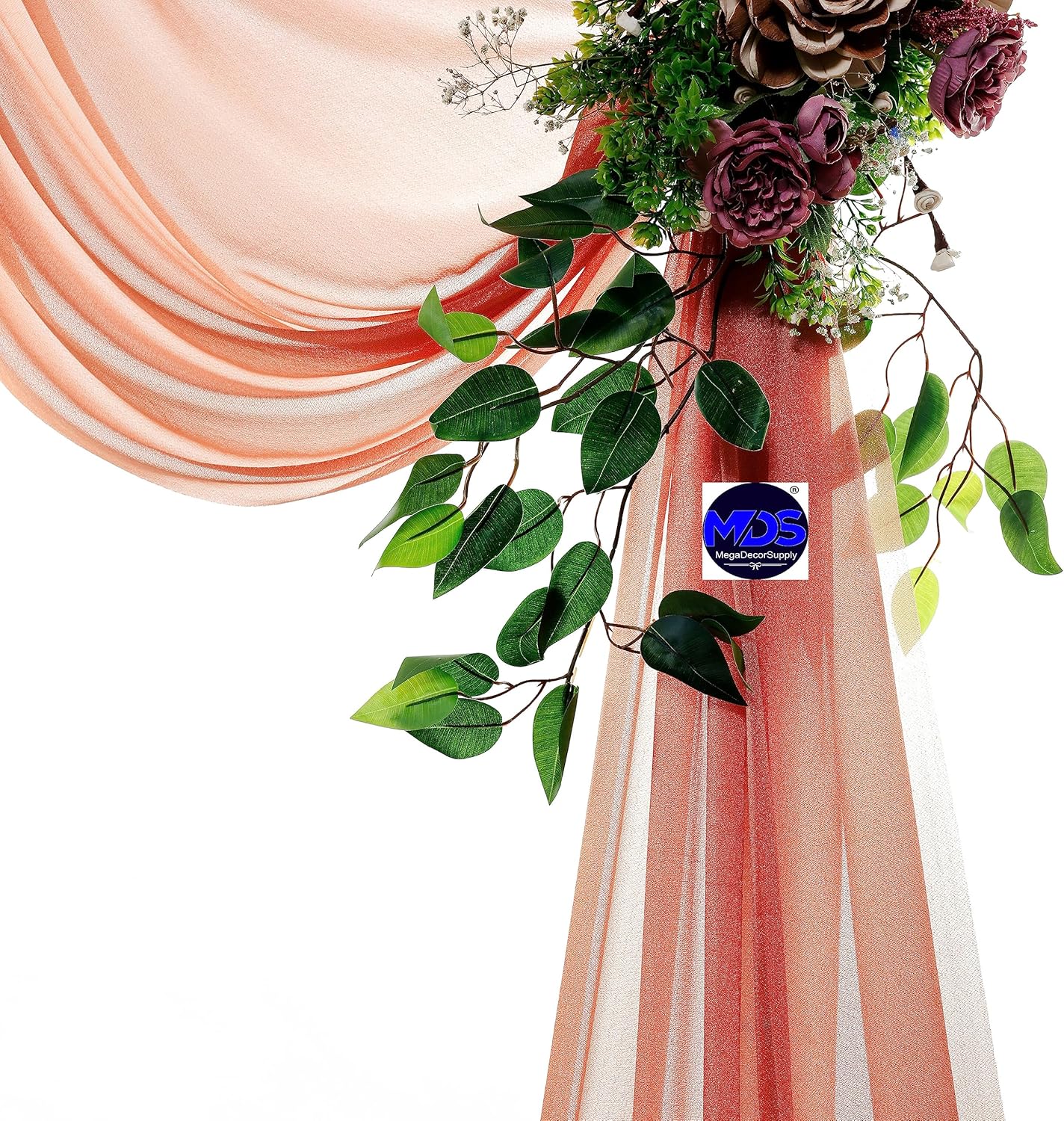 MDS Halloween Chiffon Draping Fabric - 2 Panel, 30" Wide x 30ft Long - Sheer Spooky Arbor & Canopy Drapery for Haunted House Backdrops, Party Ceilings, DIY Costumes & Themed Events - Terracotta