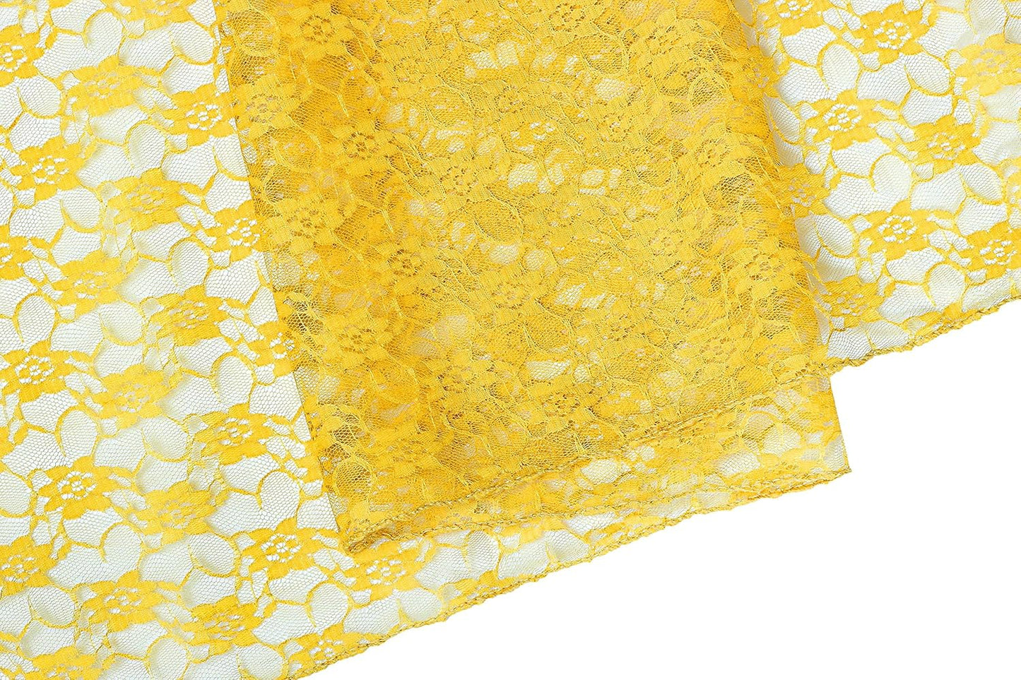 MDS Pack of 25 Wedding 12 x 108 inches Lace Table Runner for Wedding, Decorations for Birthday Parties, Banquets, Graduations, Engagements, and Runners fit Rectangle, Round Table- Yellow Gold