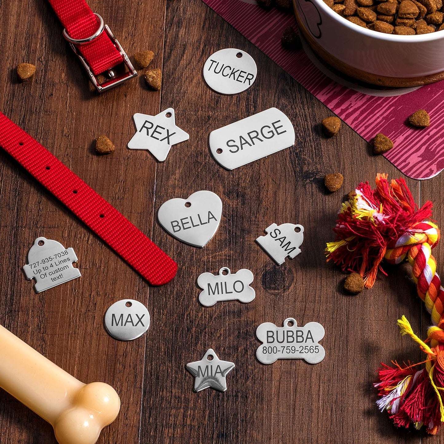 Providence Engraving Custom Engraved Stainless Steel Pet ID Tags - Personalized Front and Back Identification, for Large or Small Cats and Dogs, Star, Regular