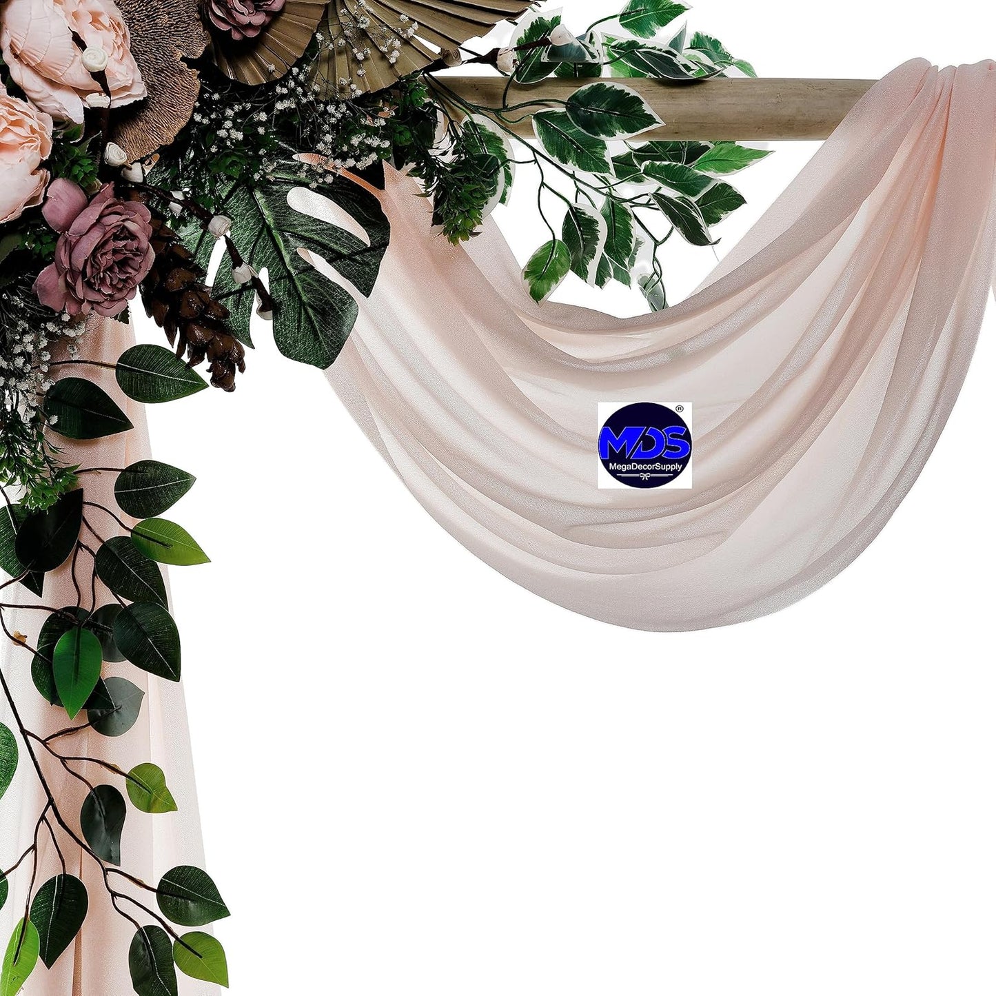 MDS Halloween Chiffon Draping Fabric - 2 Panel, 30" Wide x 30ft Long - Sheer Spooky Arbor & Canopy Drapery for Haunted House Backdrops, Party Ceilings, DIY Costumes & Themed Events - Nude