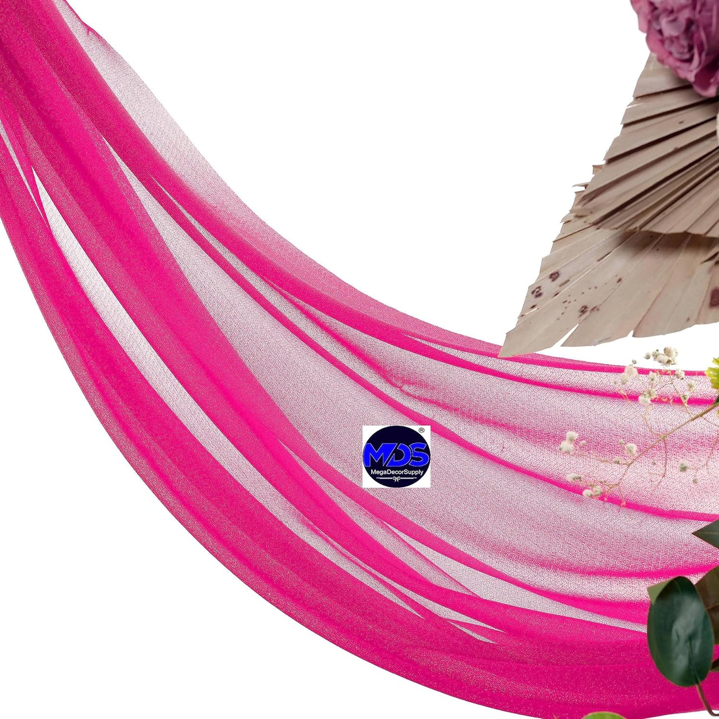 MDS Halloween Chiffon Draping Fabric - 1 Panel, 30" Wide x 75ft Long - Sheer Spooky Arbor & Canopy Drapery for Haunted House Backdrops, Party Ceilings, DIY Costumes & Themed Events - Hot Pink