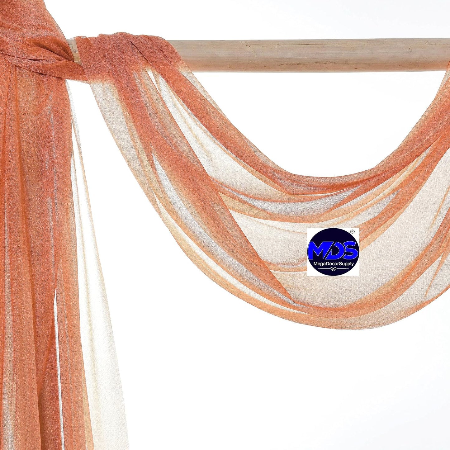 MDS Halloween Chiffon Draping Fabric - 1 Panel, 30" Wide x 50ft Long - Sheer Spooky Arbor & Canopy Drapery for Haunted House Backdrops, Party Ceilings, DIY Costumes & Themed Events - Coral Peach