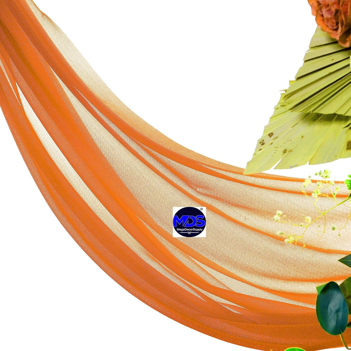 MDS Halloween Chiffon Draping Fabric - 1 Panel, 30" Wide x 40ft Long - Sheer Spooky Arbor & Canopy Drapery for Haunted House Backdrops, Party Ceilings, DIY Costumes & Themed Events - Orange