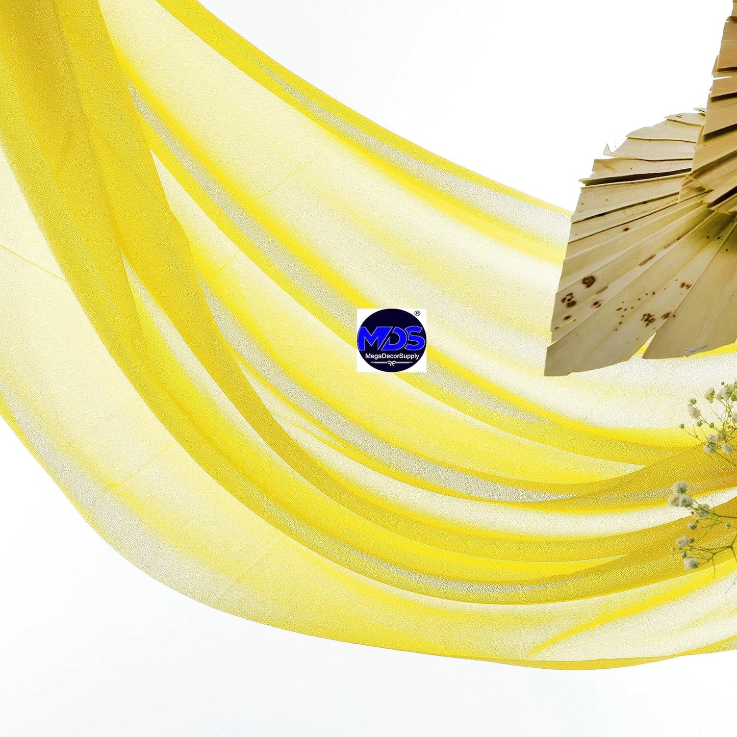 MDS Halloween Chiffon Draping Fabric - 1 Panel, 30" Wide x 75ft Long - Sheer Spooky Arbor & Canopy Drapery for Haunted House Backdrops, Party Ceilings, DIY Costumes & Themed Events - Yellow