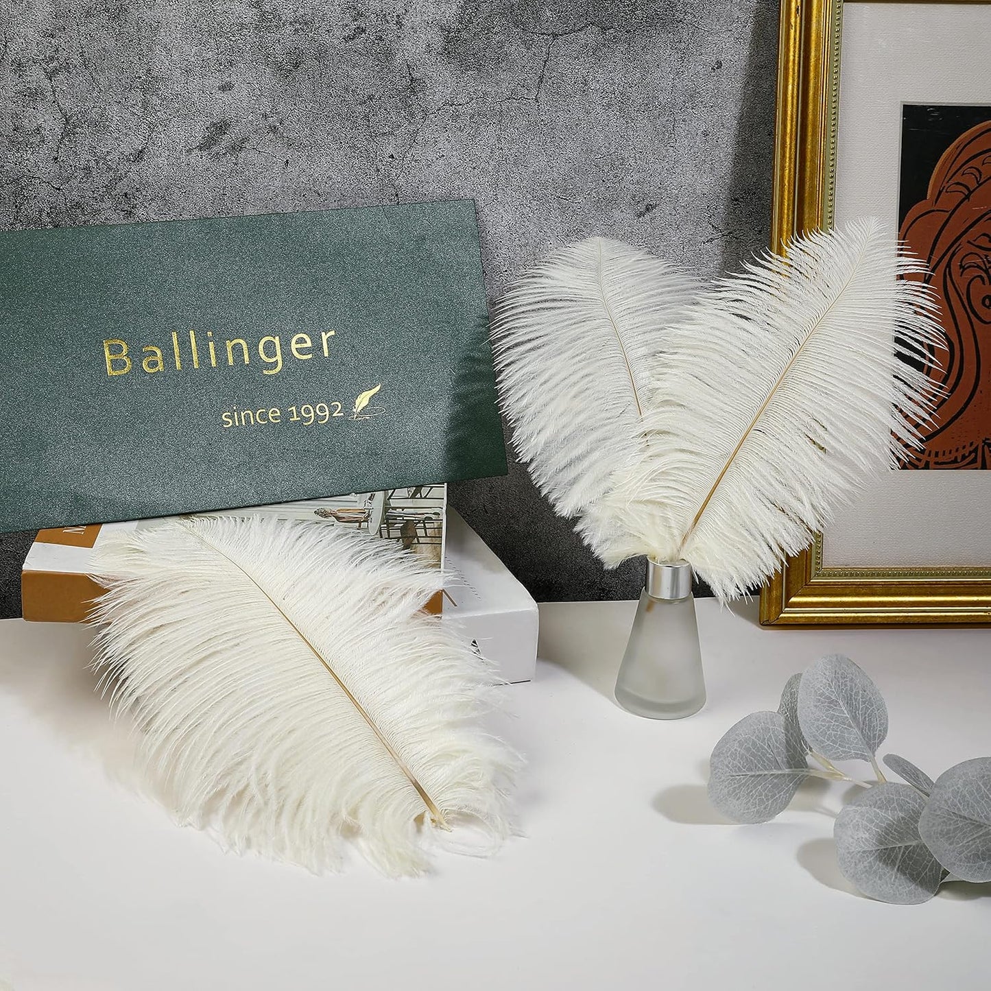 Ballinger Beige Ostrich Feathers Bulk - 24pcs 12-14inch Cream Feathers for Vase,Wedding Party Centerpieces and Home Decor