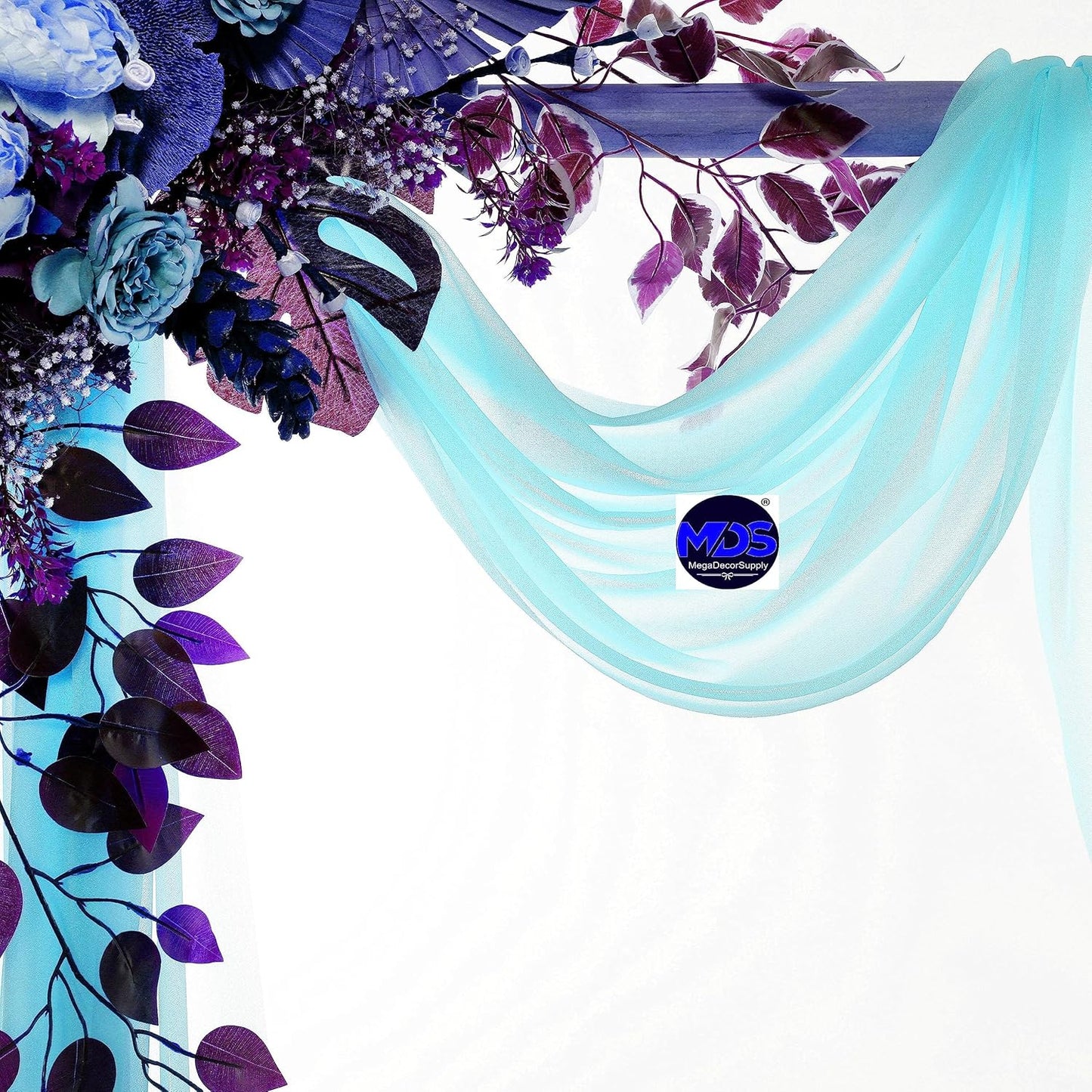 MDS Halloween Chiffon Draping Fabric - 2 Panel, 30" Wide x 40ft Long - Sheer Spooky Arbor & Canopy Drapery for Haunted House Backdrops, Party Ceilings, DIY Costumes & Themed Events - Teal