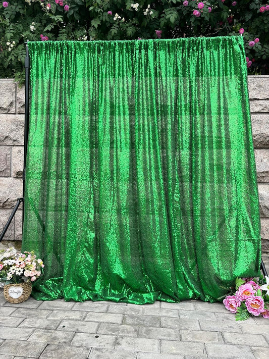 Green Sequin Backdrop Curtains 1 Panel 10FTx10FT Glitter Green Photo Backdrop Party Wedding Baby Shower Curtain Sparkle Photography Background