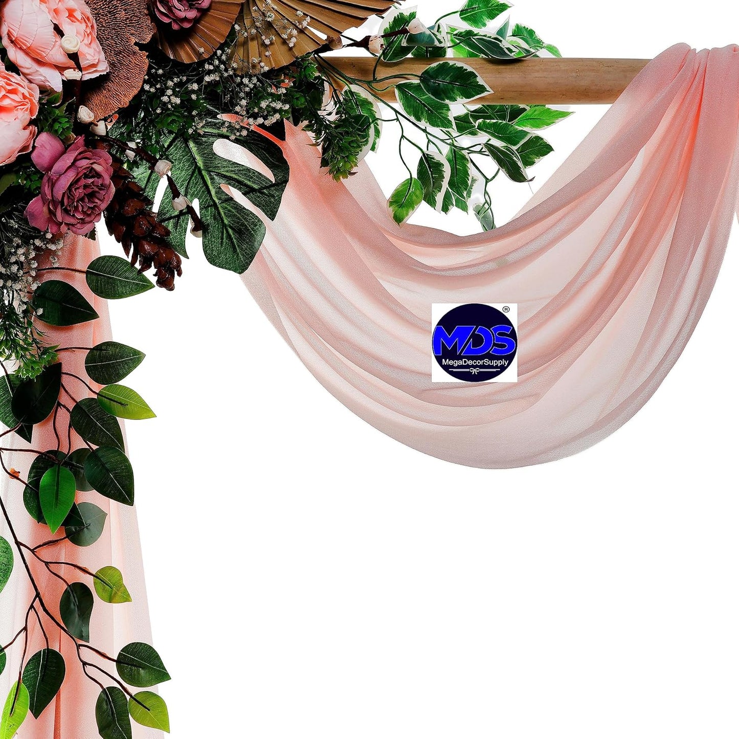 MDS Halloween Chiffon Draping Fabric - 2 Panel, 30" Wide x 100ft Long - Sheer Spooky Arbor & Canopy Drapery for Haunted House Backdrops, Party Ceilings, DIY Costumes & Themed Events - Dusty Rose