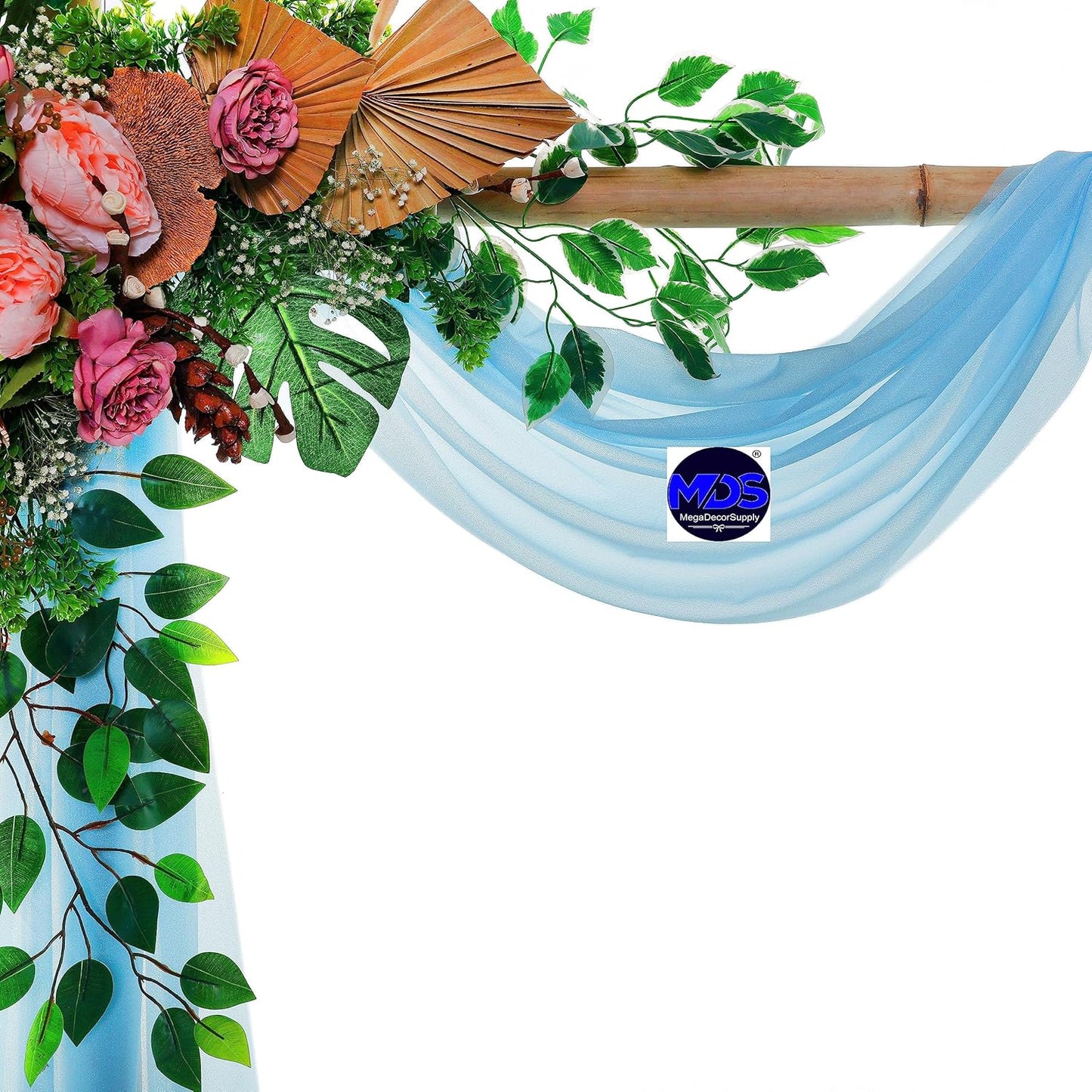 MDS Halloween Chiffon Draping Fabric - 1 Panel, 30" Wide x 20ft Long - Sheer Spooky Arbor & Canopy Drapery for Haunted House Backdrops, Party Ceilings, DIY Costumes & Themed Events - Turquoise