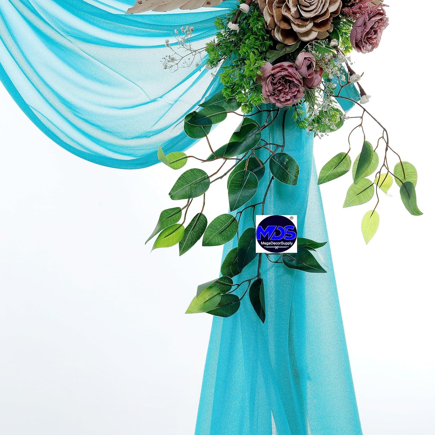 MDS Halloween Chiffon Draping Fabric - 2 Panel, 30" Wide x 50ft Long - Sheer Spooky Arbor & Canopy Drapery for Haunted House Backdrops, Party Ceilings, DIY Costumes & Themed Events - Peacock Blue