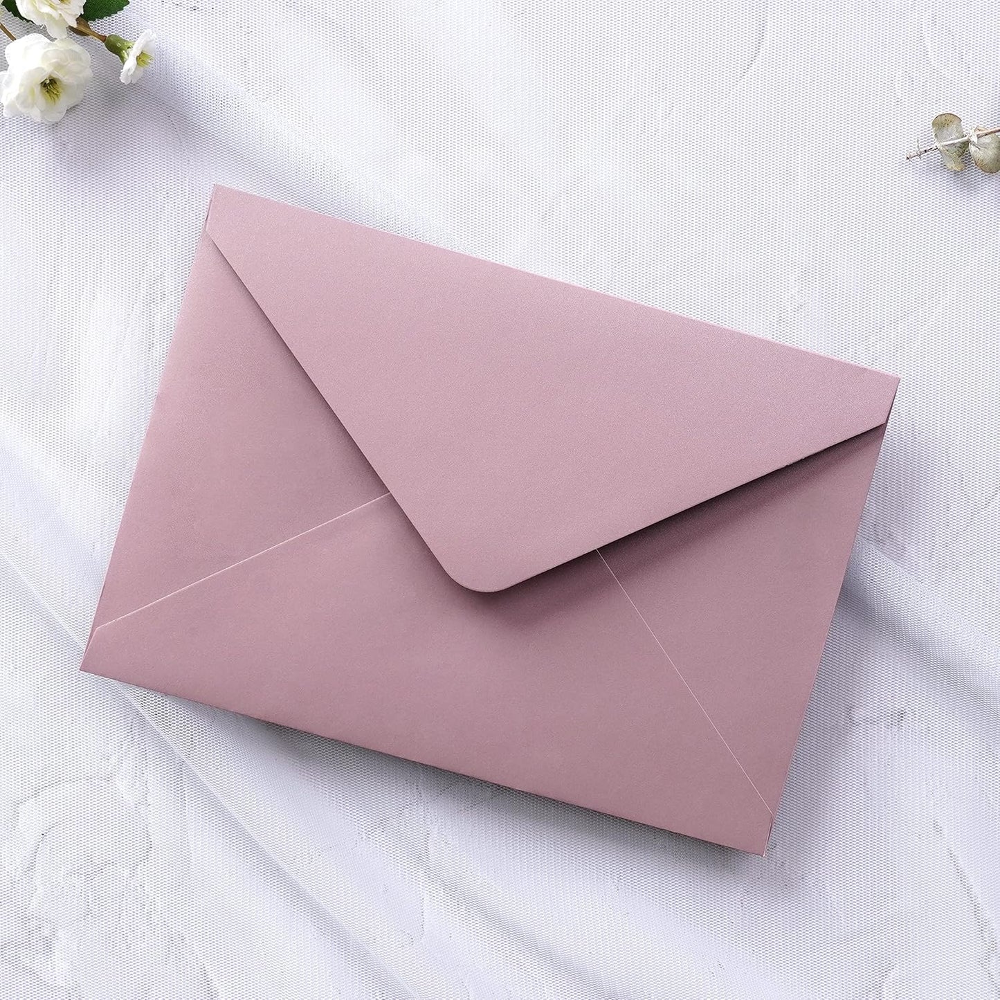 PONATIA 50 PCS/Pack A7 Envelopes, 5.25 x 7.48'' Matte Dusty Rose Envelope, Perfect 5x7 envelopes For Wedding Invitation Cards, Christmas Gift Cards Envelopes, Acrylic Invitations, Photos