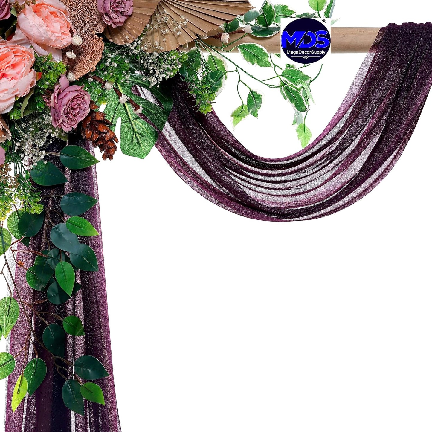 MDS Halloween Chiffon Draping Fabric - 1 Panel, 30" Wide x 100ft Long - Sheer Spooky Arbor & Canopy Drapery for Haunted House Backdrops, Party Ceilings, DIY Costumes & Themed Events - Eggplant