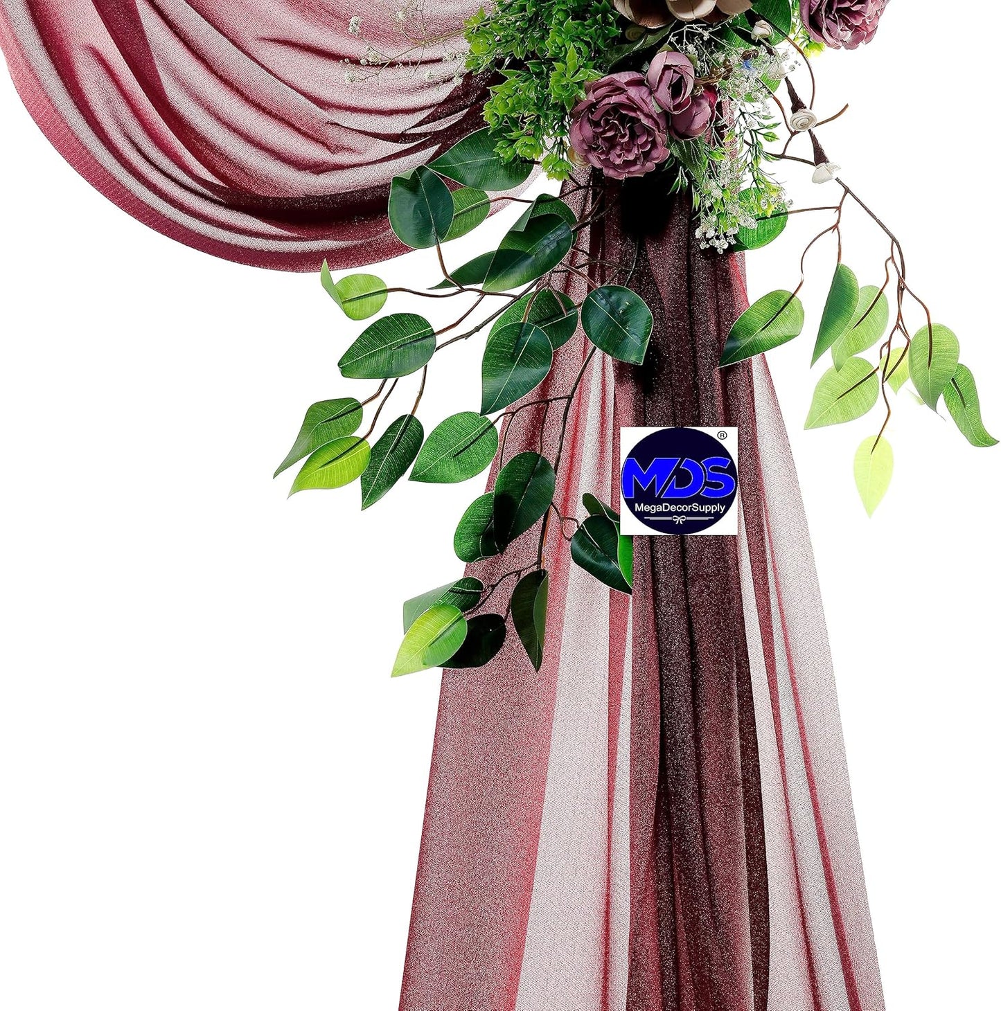MDS Halloween Chiffon Draping Fabric - 1 Panel, 30" Wide x 30ft Long - Sheer Spooky Arbor & Canopy Drapery for Haunted House Backdrops, Party Ceilings, DIY Costumes & Themed Events - Burgundy