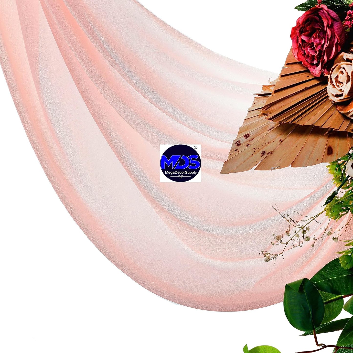 MDS Halloween Chiffon Draping Fabric - 2 Panel, 30" Wide x 50ft Long - Sheer Spooky Arbor & Canopy Drapery for Haunted House Backdrops, Party Ceilings, DIY Costumes & Themed Events - Dusty Rose