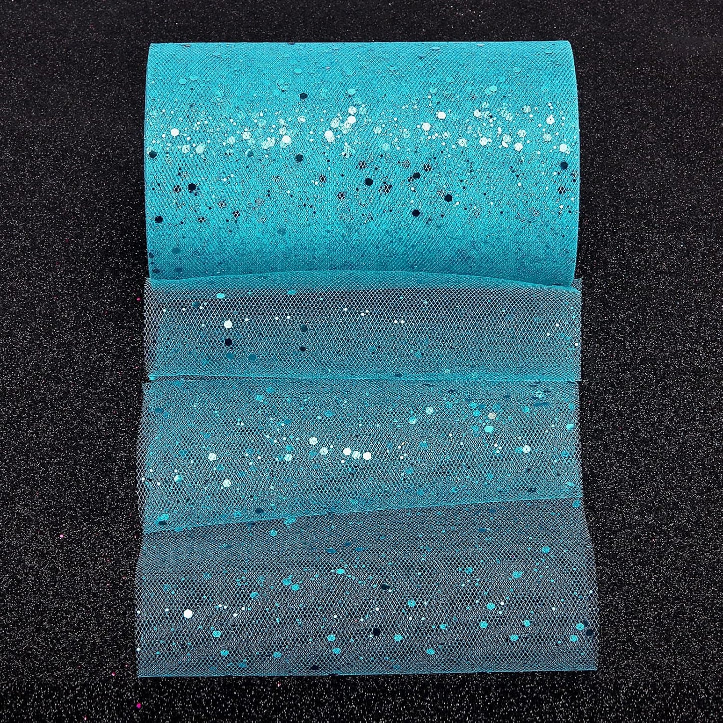 Glitter Tulle Rolls, 6” by 50 Yards (150FT) Sparkling Tulle Spool Ribbon Sequin Tulle Netting Fabric for Tutu Skirt Wedding Birthday Baby Shower (Peacock)