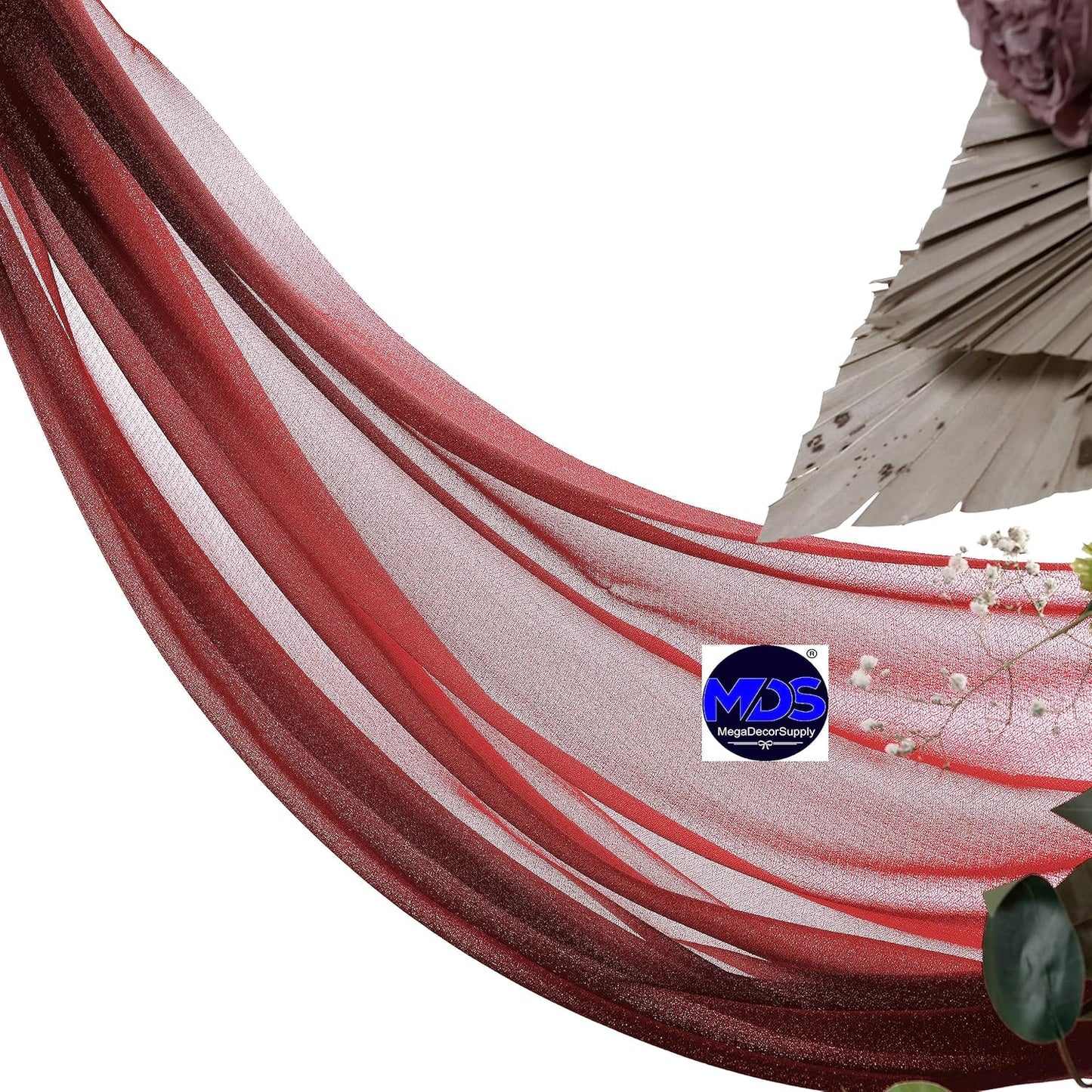 MDS Halloween Chiffon Draping Fabric - 2 Panel, 30" Wide x 75ft Long - Sheer Spooky Arbor & Canopy Drapery for Haunted House Backdrops, Party Ceilings, DIY Costumes & Themed Events - Apple Red