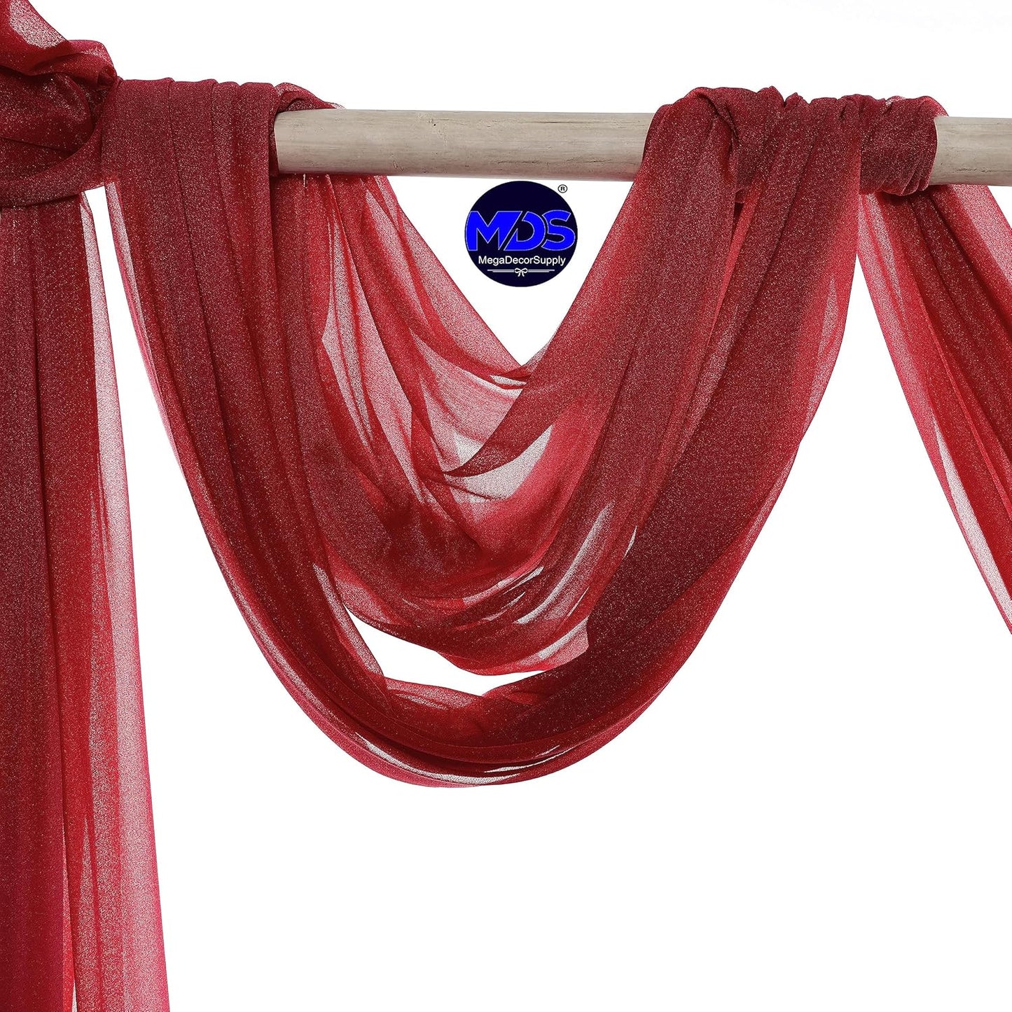 MDS Halloween Chiffon Draping Fabric - 1 Panel, 30" Wide x 40ft Long - Sheer Spooky Arbor & Canopy Drapery for Haunted House Backdrops, Party Ceilings, DIY Costumes & Themed Events - Apple Red