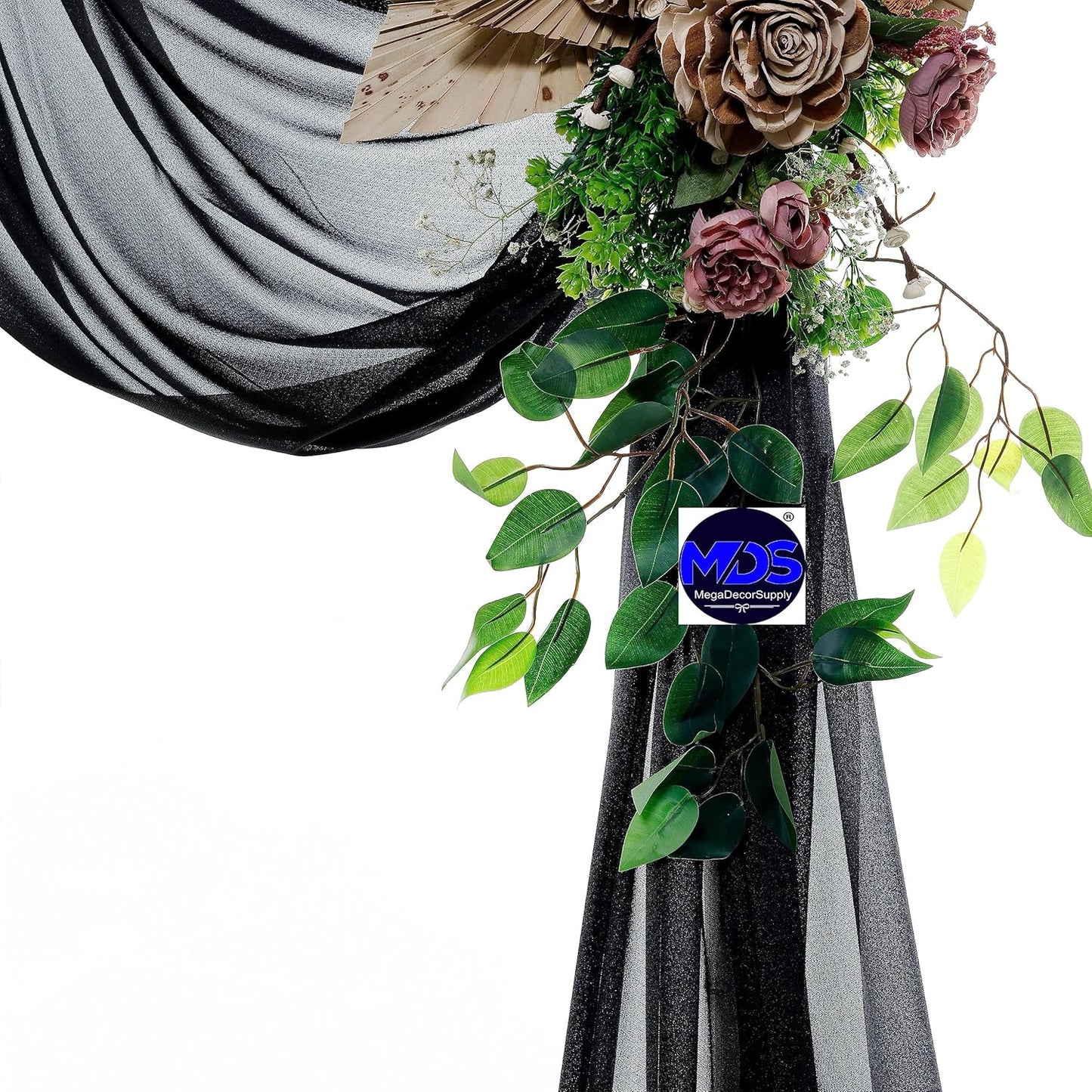 MDS Halloween Chiffon Draping Fabric - 1 Panel, 30" Wide x 100ft Long - Sheer Spooky Arbor & Canopy Drapery for Haunted House Backdrops, Party Ceilings, DIY Costumes & Themed Events - Black