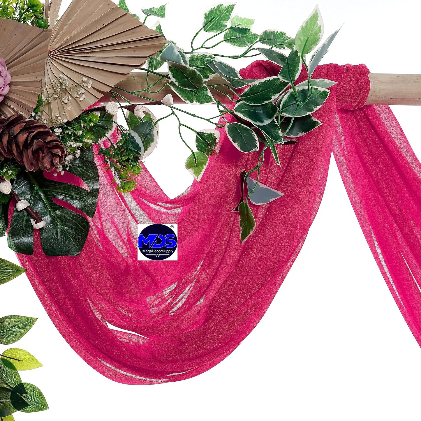 MDS Halloween Chiffon Draping Fabric - 1 Panel, 30" Wide x 30ft Long - Sheer Spooky Arbor & Canopy Drapery for Haunted House Backdrops, Party Ceilings, DIY Costumes & Themed Events - Hot Pink