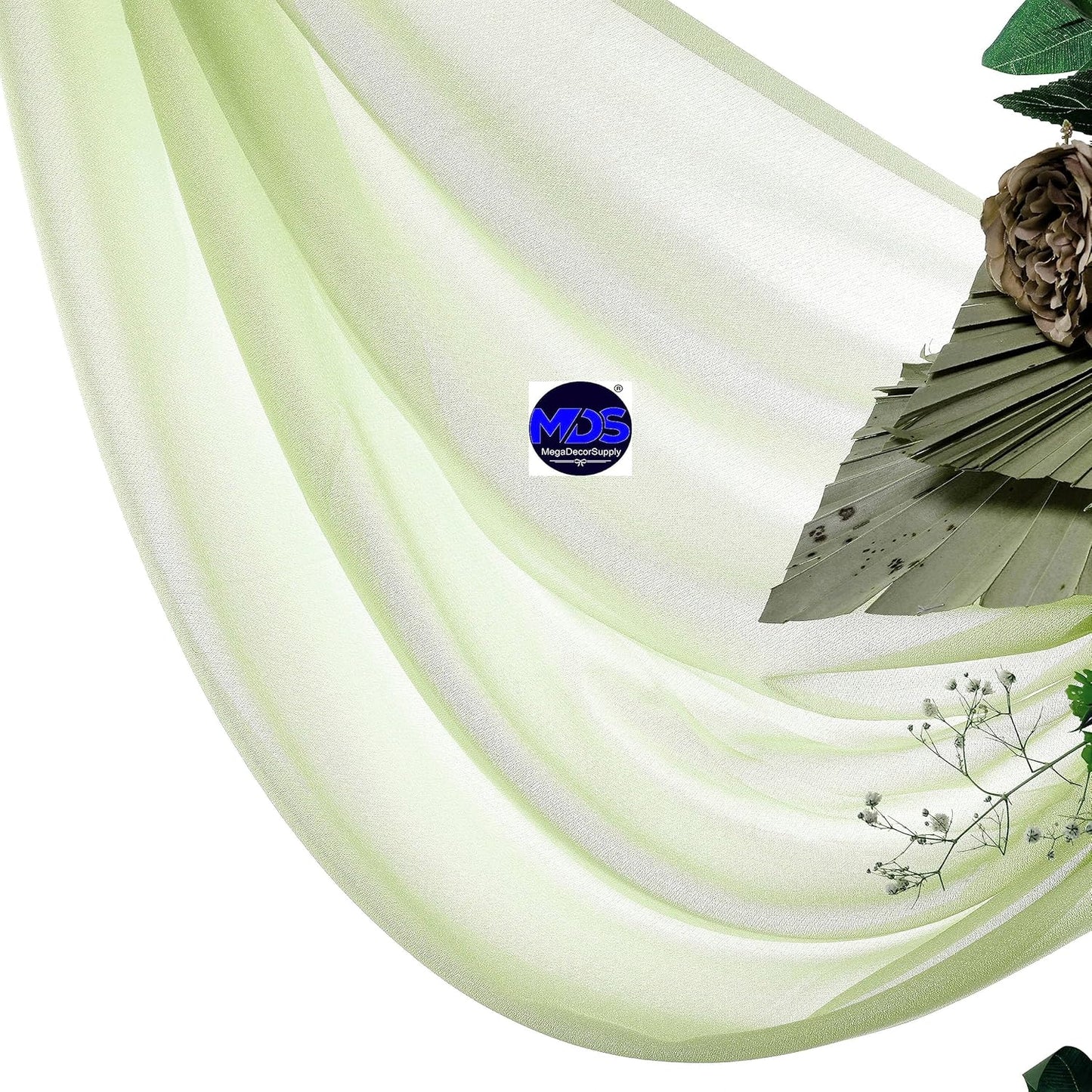 MDS Halloween Chiffon Draping Fabric - 1 Panel, 30" Wide x 75ft Long - Sheer Spooky Arbor & Canopy Drapery for Haunted House Backdrops, Party Ceilings, DIY Costumes & Themed Events - Sage Green