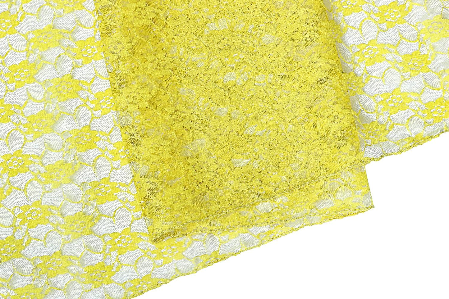 MDS Pack of 10 Wedding 12 x 108 inches Lace Table Runner for Wedding, Decorations for Birthday Parties, Banquets, Graduations, Engagements, and Runners fit Rectangle, Round Table- Yellow