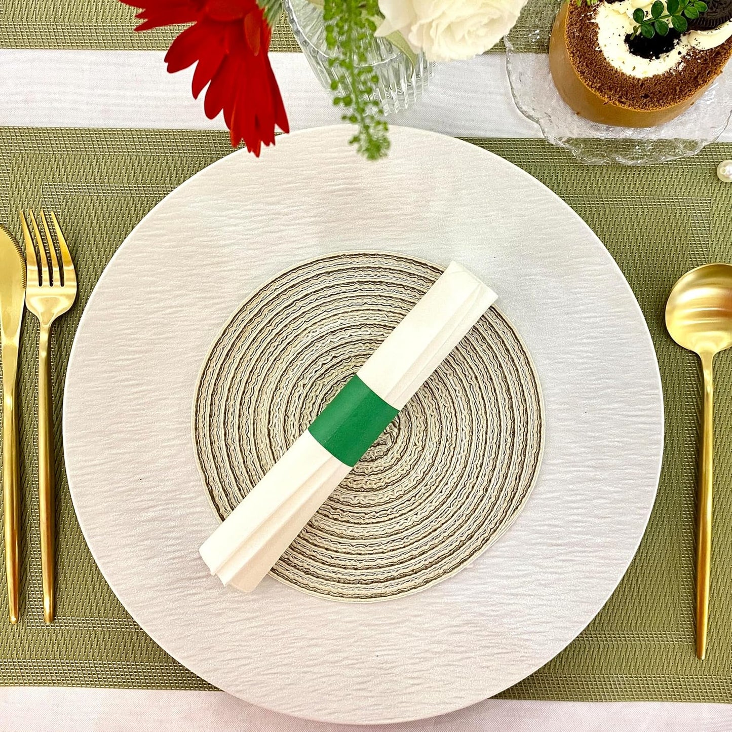 Germiwipe Paper Napkin Band Box of 500,Napkin Rings Self Adhesive,Silverware Wraps Bands (Green, Green - 500pcs)