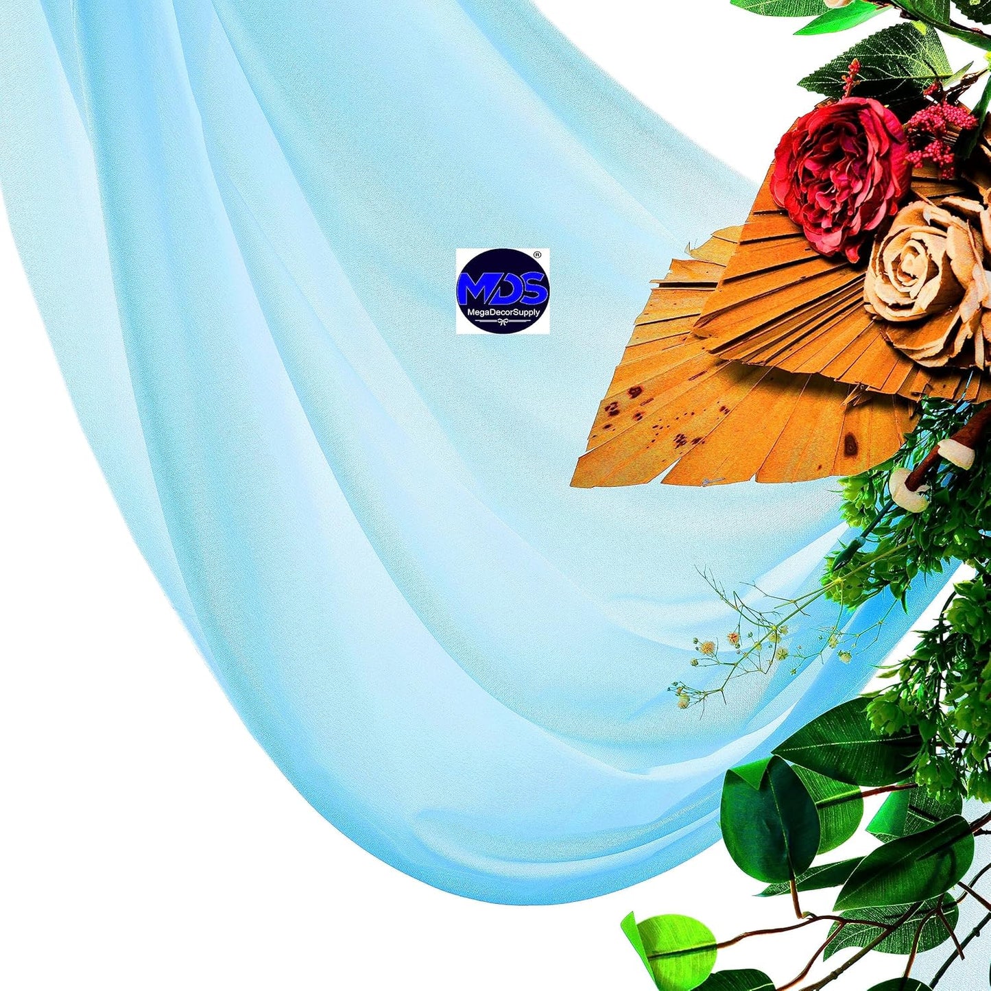 MDS Halloween Chiffon Draping Fabric - 1 Panel, 30" Wide x 100ft Long - Sheer Spooky Arbor & Canopy Drapery for Haunted House Backdrops, Party Ceilings, DIY Costumes & Themed Events - Turquoise