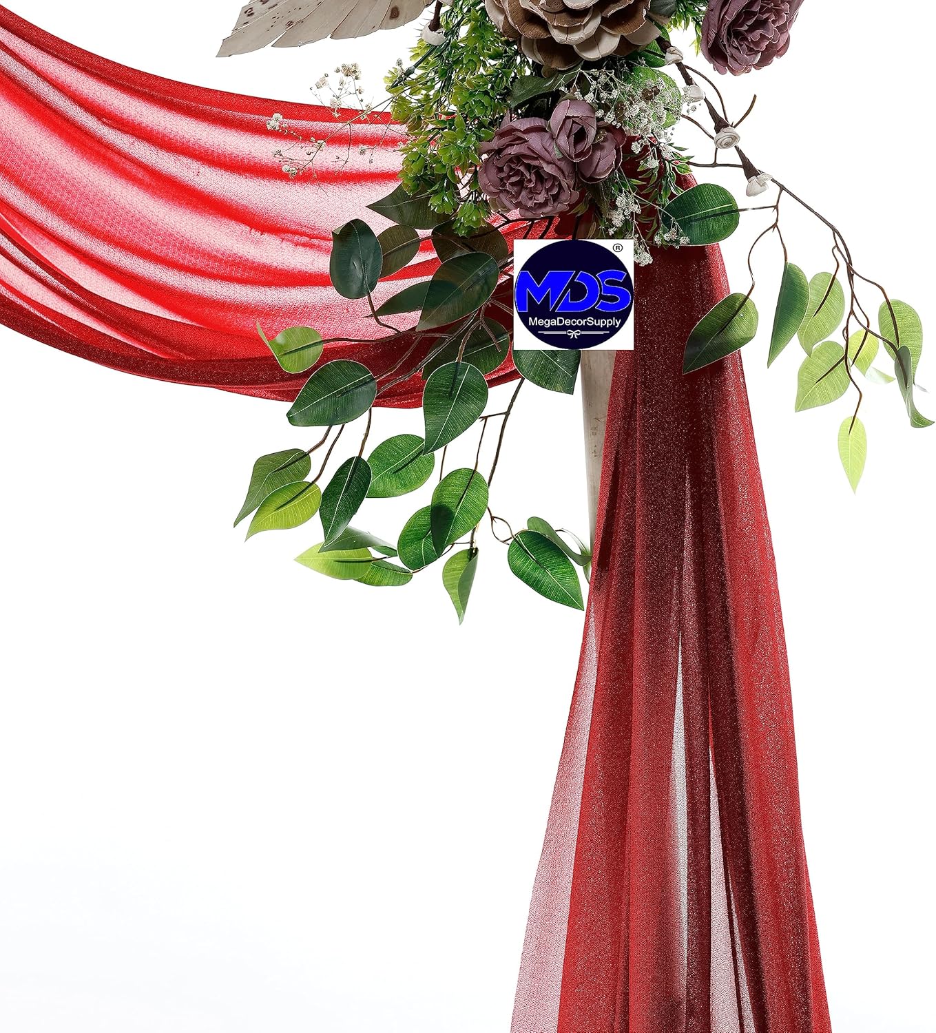 MDS Halloween Chiffon Draping Fabric - 1 Panel, 30" Wide x 40ft Long - Sheer Spooky Arbor & Canopy Drapery for Haunted House Backdrops, Party Ceilings, DIY Costumes & Themed Events - Apple Red