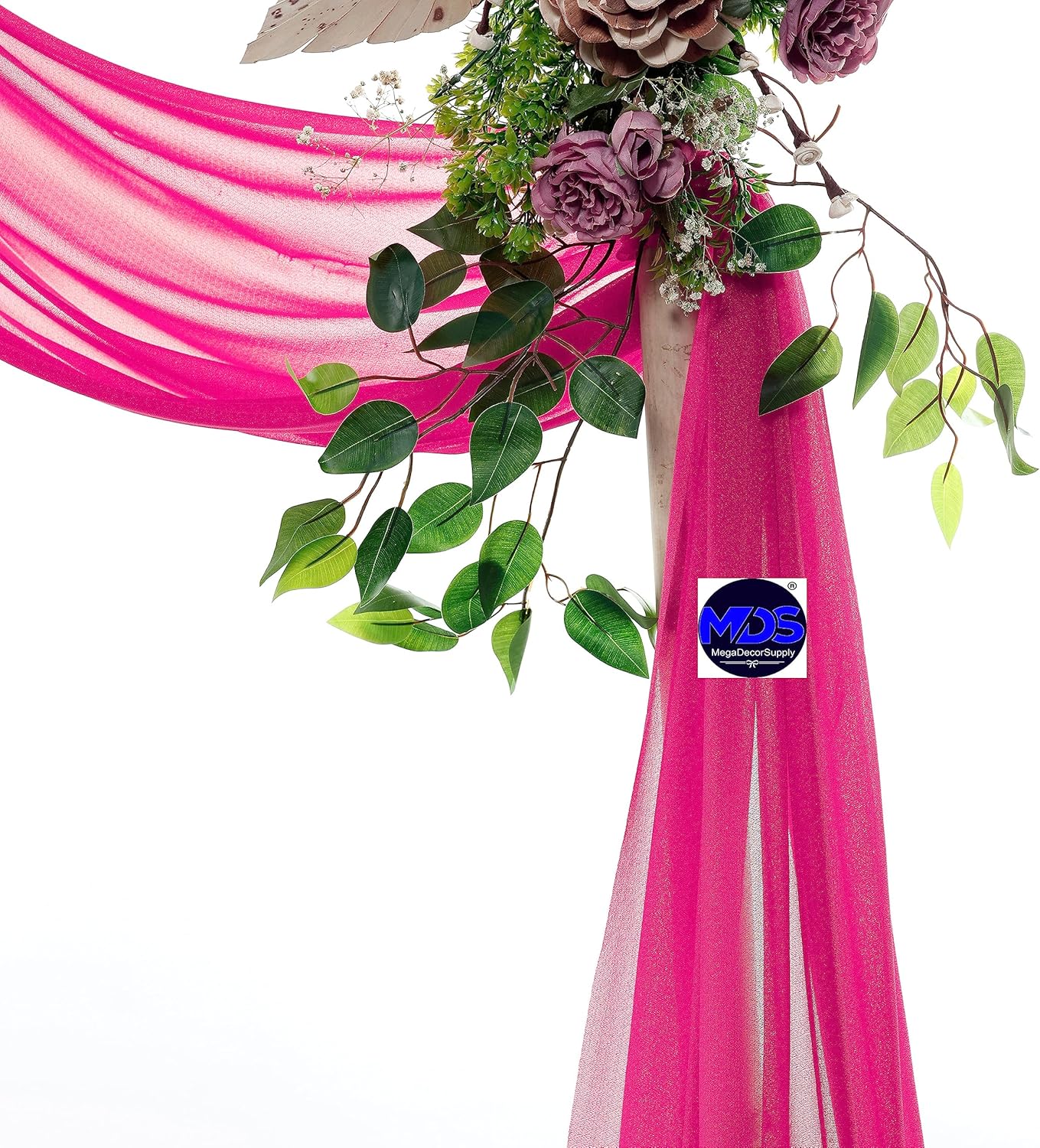 MDS Halloween Chiffon Draping Fabric - 2 Panel, 30" Wide x 30ft Long - Sheer Spooky Arbor & Canopy Drapery for Haunted House Backdrops, Party Ceilings, DIY Costumes & Themed Events - Hot Pink