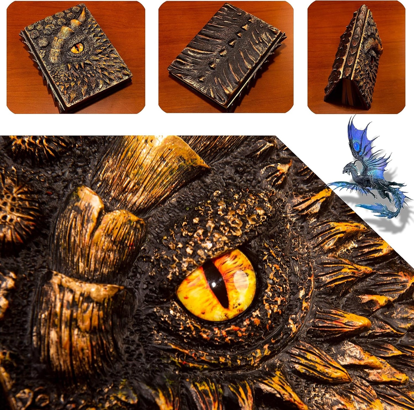 3D Dragon Eye Embossed Journal,Resin Engraving Notebook,Dnd notebook for Dragon Lovers ，Blank Paper,Hardcover Travel Notepad for Writing,Sketchbook,Collection,Gift,Decoration A4 and A5 Size (A5-Glod)