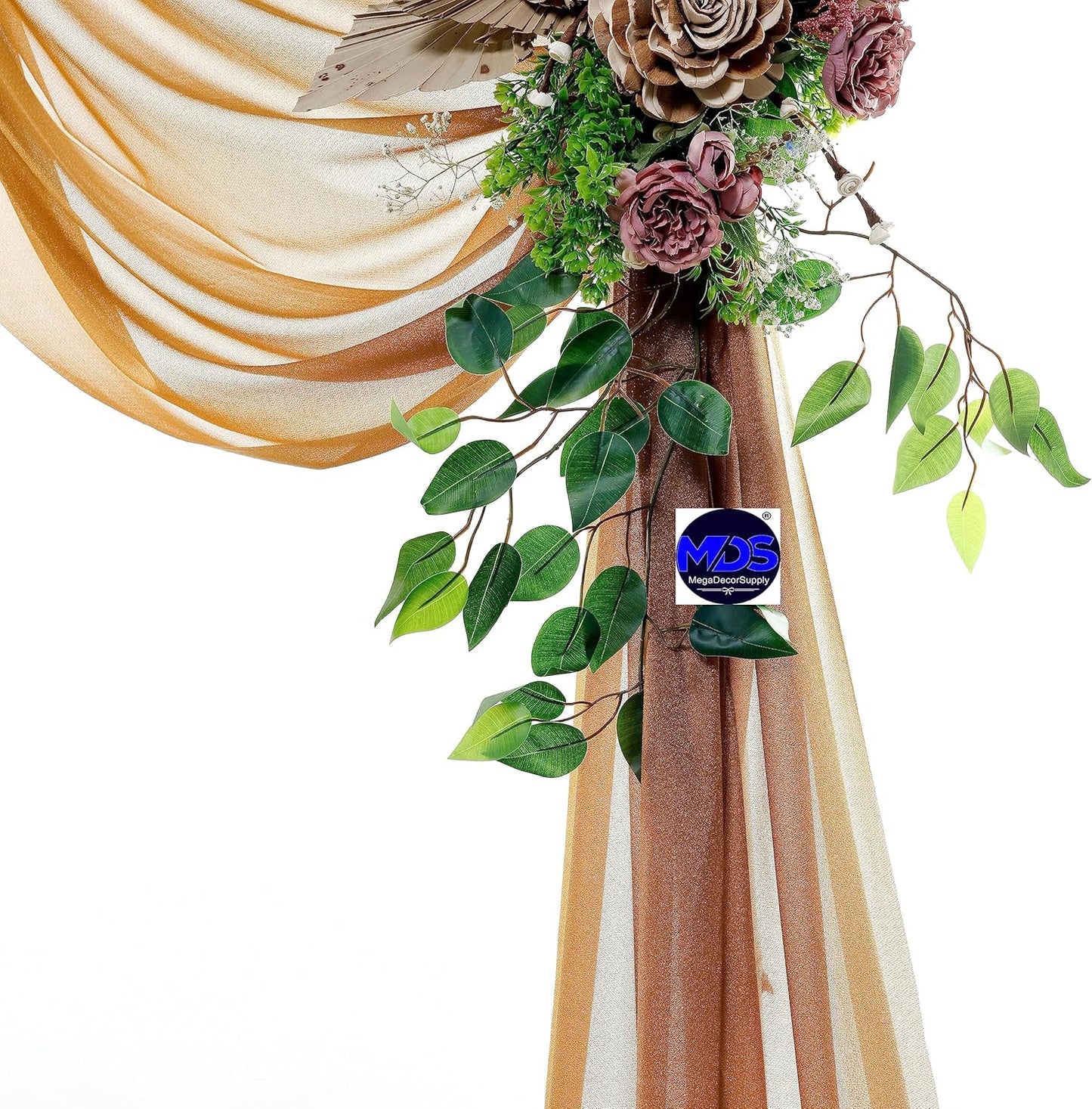 MDS Halloween Chiffon Draping Fabric - 2 Panel, 30" Wide x 50ft Long - Sheer Spooky Arbor & Canopy Drapery for Haunted House Backdrops, Party Ceilings, DIY Costumes & Themed Events - Mocha