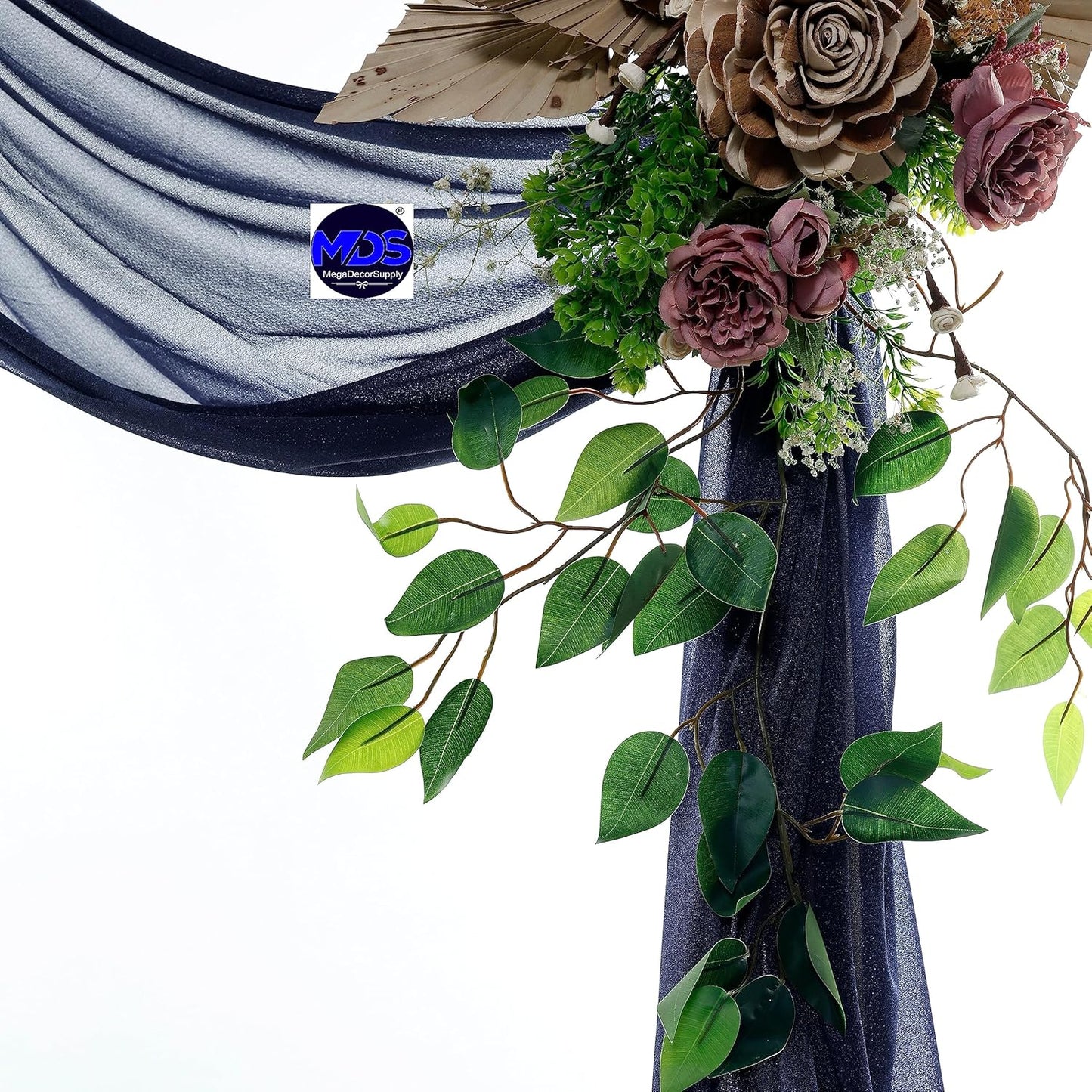 MDS Halloween Chiffon Draping Fabric - 1 Panel, 30" Wide x 100ft Long - Sheer Spooky Arbor & Canopy Drapery for Haunted House Backdrops, Party Ceilings, DIY Costumes & Themed Events - Navy Blue