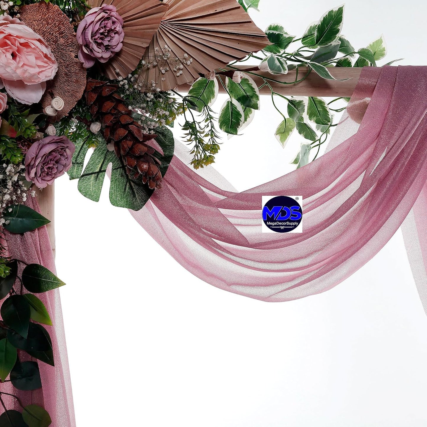 MDS Halloween Chiffon Draping Fabric - 1 Panel, 30" Wide x 50ft Long - Sheer Spooky Arbor & Canopy Drapery for Haunted House Backdrops, Party Ceilings, DIY Costumes & Themed Events - Mauva