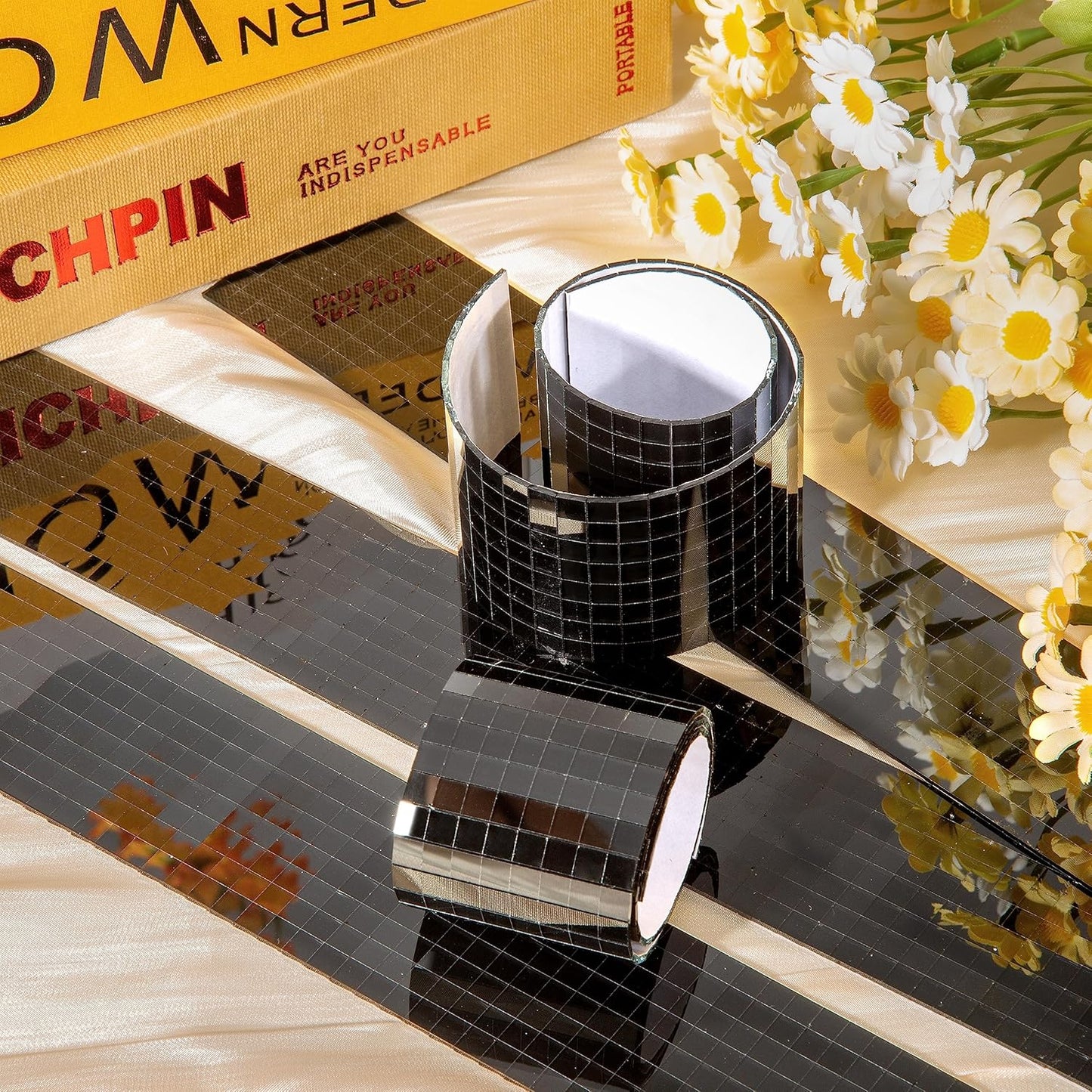 PP OPOUNT 2360 PCS Disco Tiles, 5 x 5 mm Self-Adhesive Disco Ball Stickers, Real Glass Mirror Tiles for Crafts, DIY Disco Ball, Photo Frame, Art Collage, Indoor Decor (Black)