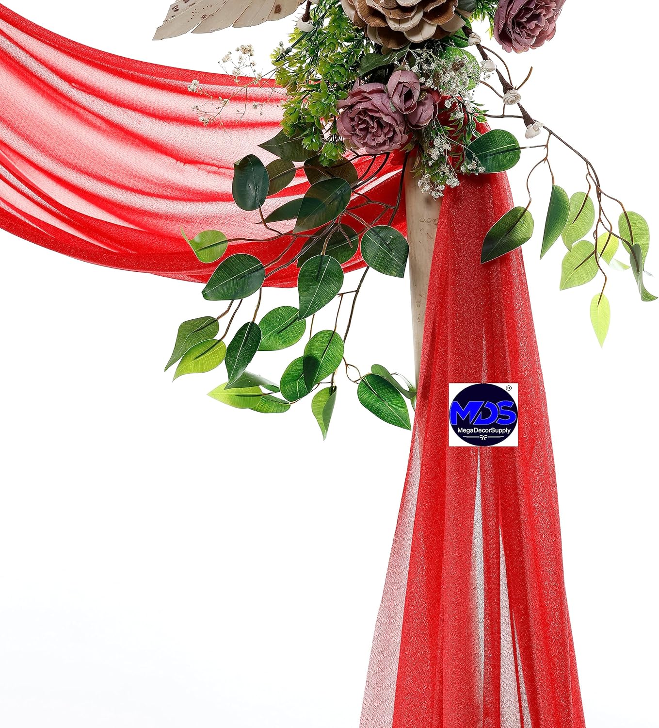 MDS Halloween Chiffon Draping Fabric - 1 Panel, 30" Wide x 75ft Long - Sheer Spooky Arbor & Canopy Drapery for Haunted House Backdrops, Party Ceilings, DIY Costumes & Themed Events - Red